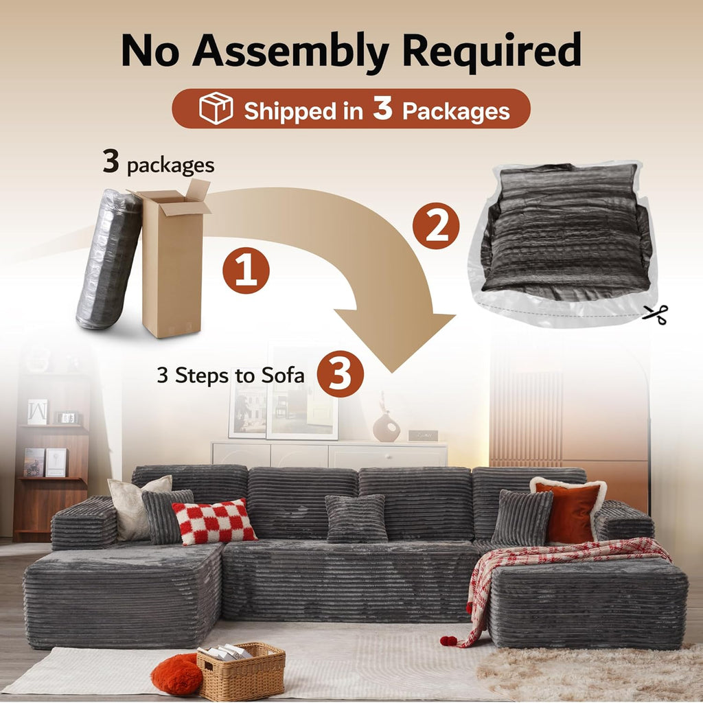 Ovios 104" Cloud Section Sofa L-shaped lounge chair, modern modular sofa wourant