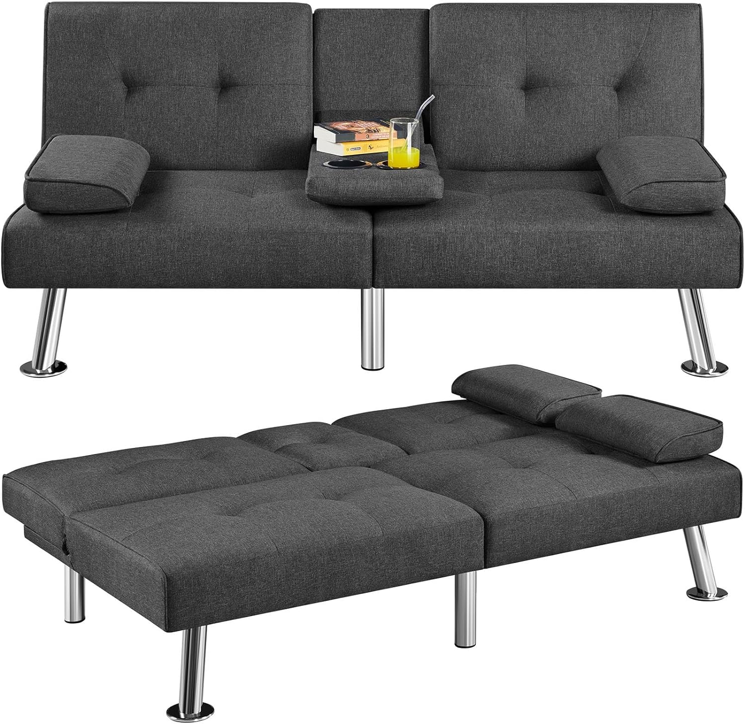 Convertible Sofa Bed Modern Imitation Leather Home Recliner Flip Double Sofa Folding Sofa Bed Guest Bed wourant