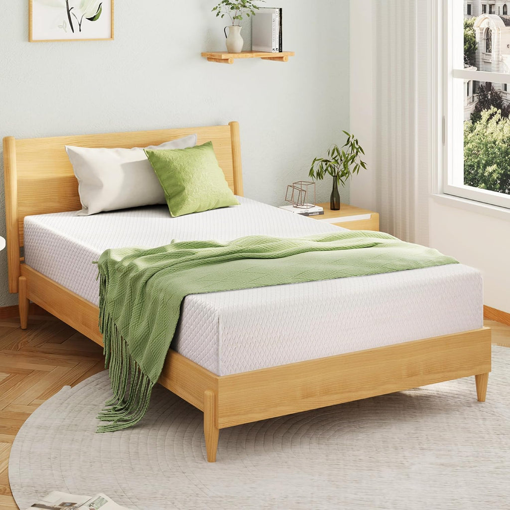 EGOHOME 8 Inch Twin Mattress, Memory Foam Mattress with Cooling Green Tea Gel, Relieve Pressure with Medium Firm Support, CertiPUR-US Certified, 75''L x 38''W, White woonhhop