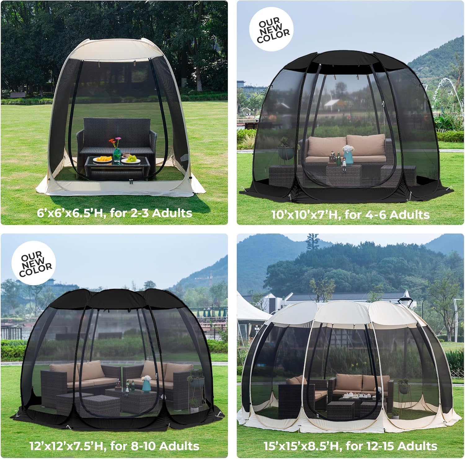Screen gazebo, sleeps 6-10-15 people Igloo-style canopy tent with mosquito net on the sides Perfect for garden, patio, backyard wourant