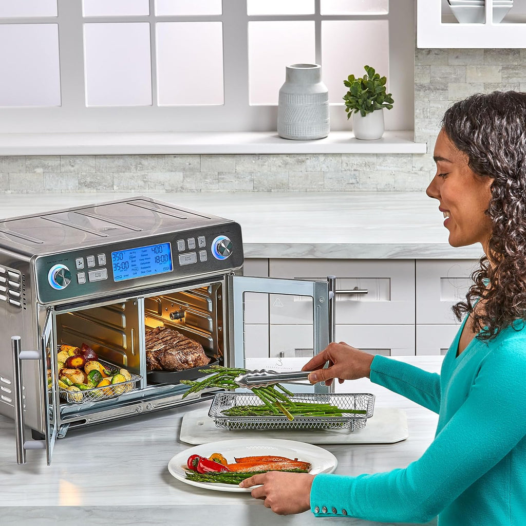 Emeril Lagasse Dual Zone 360 Air Fryer Oven Combo with French Door, 25 QT Extra Large, Cook Two Foods in Different Ways, Up to 60% Faster from Frozen to Finish wourant