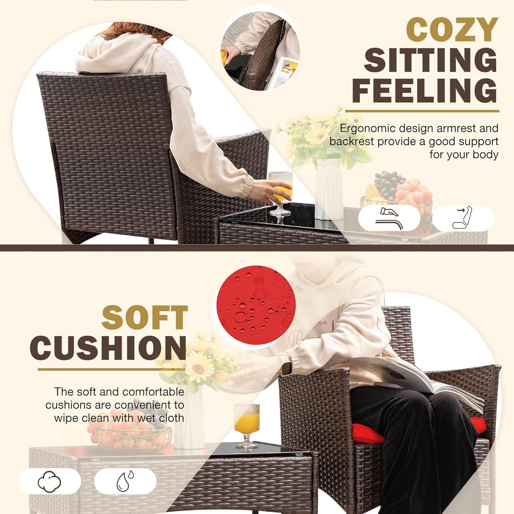 Homall 4 Pieces Outdoor Patio Furniture Sets Rattan Chair Wicker Set, Outdoor Indoor Use Backyard Porch Garden Poolside Balcony Furniture Sets (Grey) wourant