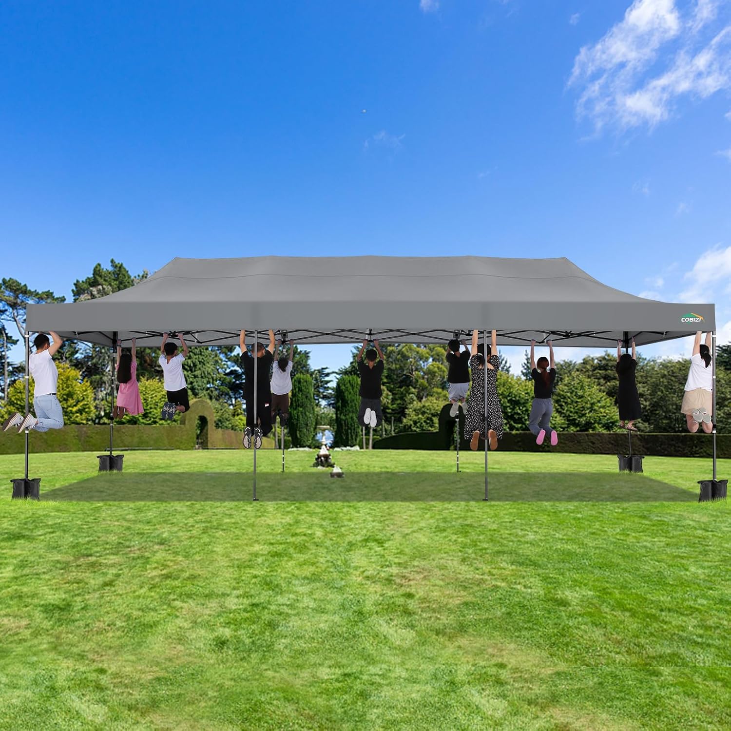 COBIZI 10x20 Heavy Duty Pop up Canopy Tent with 6 sidewalls Easy Up Commercial Outdoor Canopy Wedding Party Tents for Parties All Season Wind & Waterproof Gazebo with Roller Bag,Black(Frame Thickened) wourant