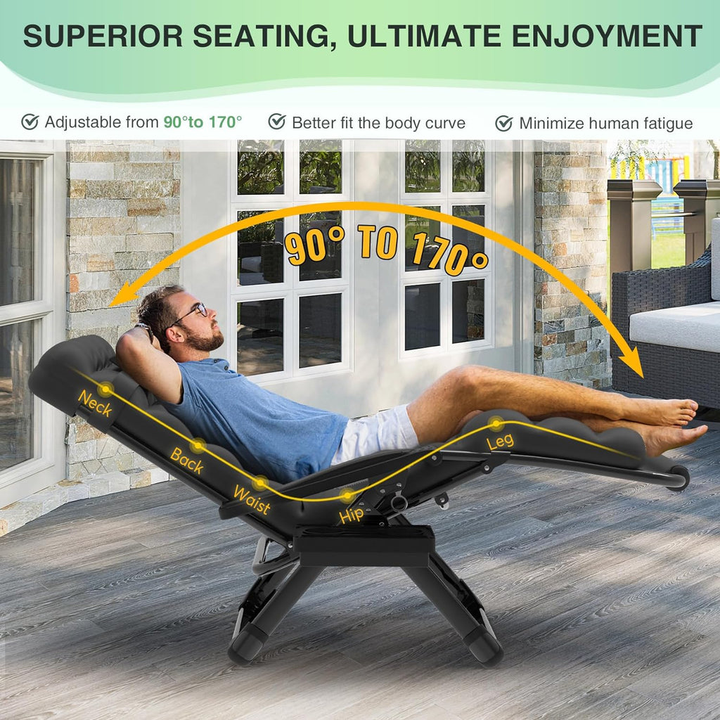 Indoor and outdoor patio chair folding lounge chair zero gravity chair with removable cushion camping lounge chair wourant