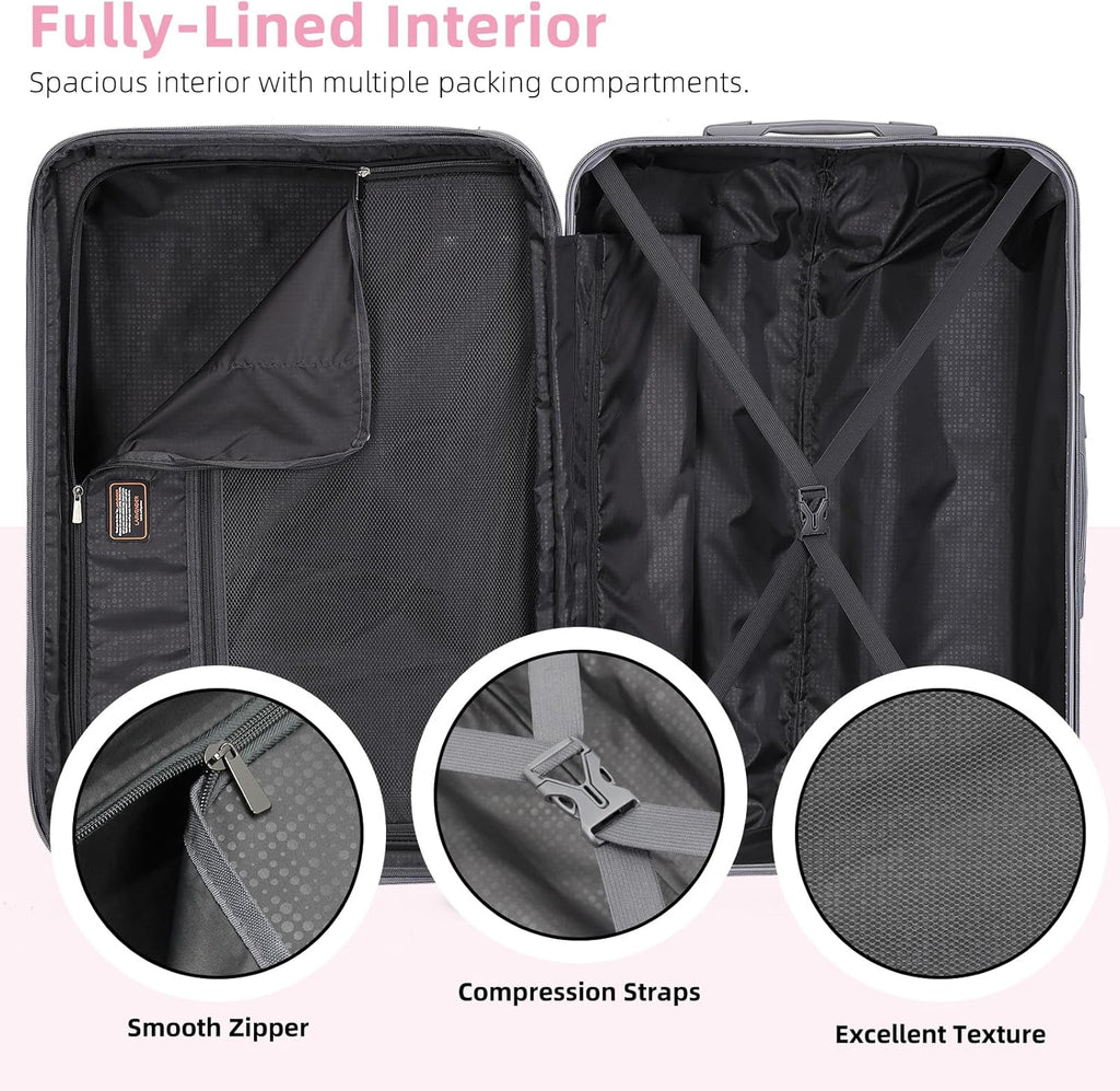 6-piece luggage set, expandable hardshell suitcase set with spinner wheels, lightweight rolling luggage set wourant