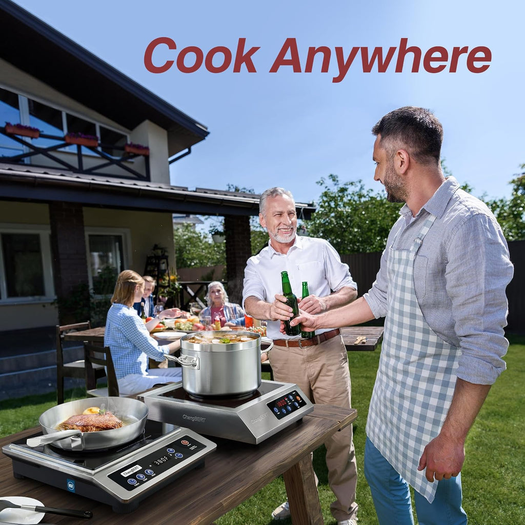 Induction Cooktop Portable Cooker with Large 8-inch Heating Coil Stainless Steel Countertop Burner wourant