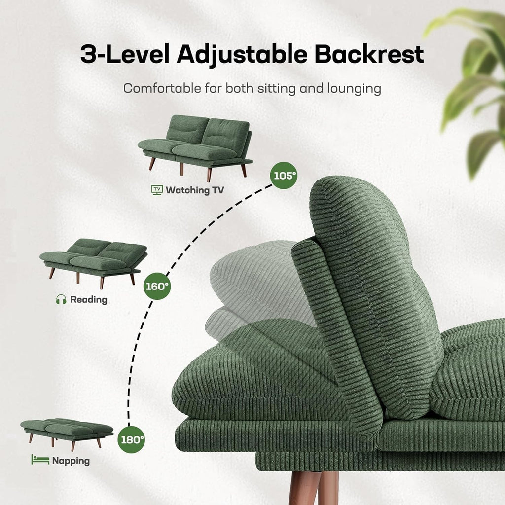 Futon Sofa Bed Futon Sofa with Adjustable Back and Armrests Converts to Small Sleeper Sofa Bed wourant