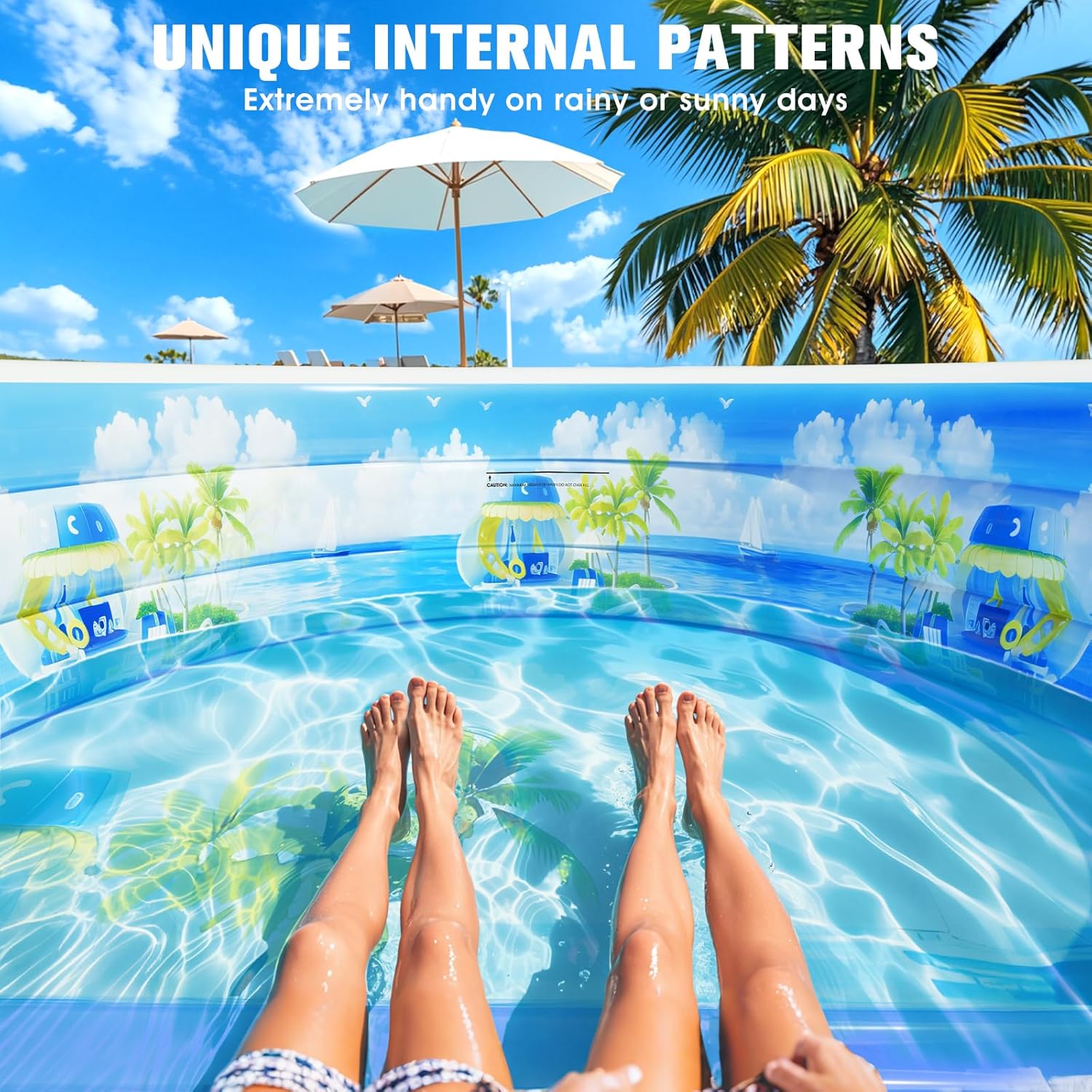 2025 Upgraded Inflatable Pool with Canopy, Inflatable Family Lounge Pool, Round Blow Up Pool for Adult with Bench & Backrest, Swim Center Easy Backyard Pools for Kids & Adults, 92"x92"x26", Blue wourant