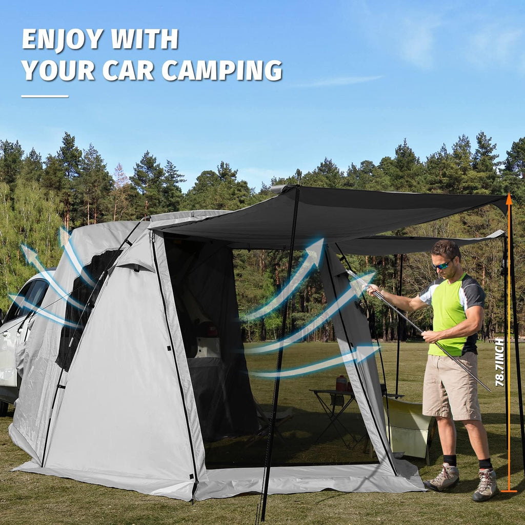 KAMPKEEPER SUV Car Tent, Tailgate Shade Awning Tent for Camping, Vehicle Camping Tents Outdoor Travel (Black) wourant