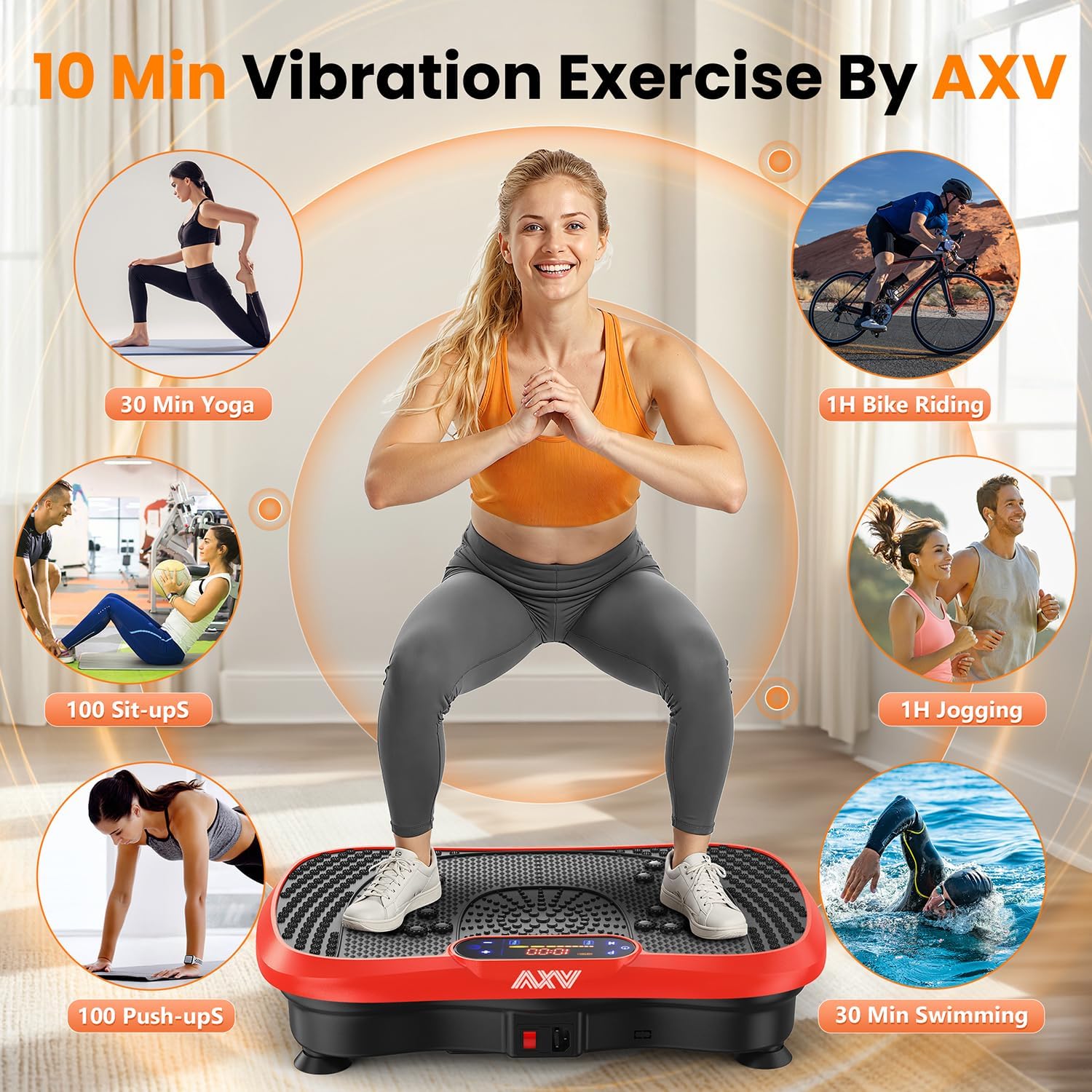 AXV Vibration Plate Fitness Platform Trainer Suitable for men and women to lose weight and burn fat at the gym wourant