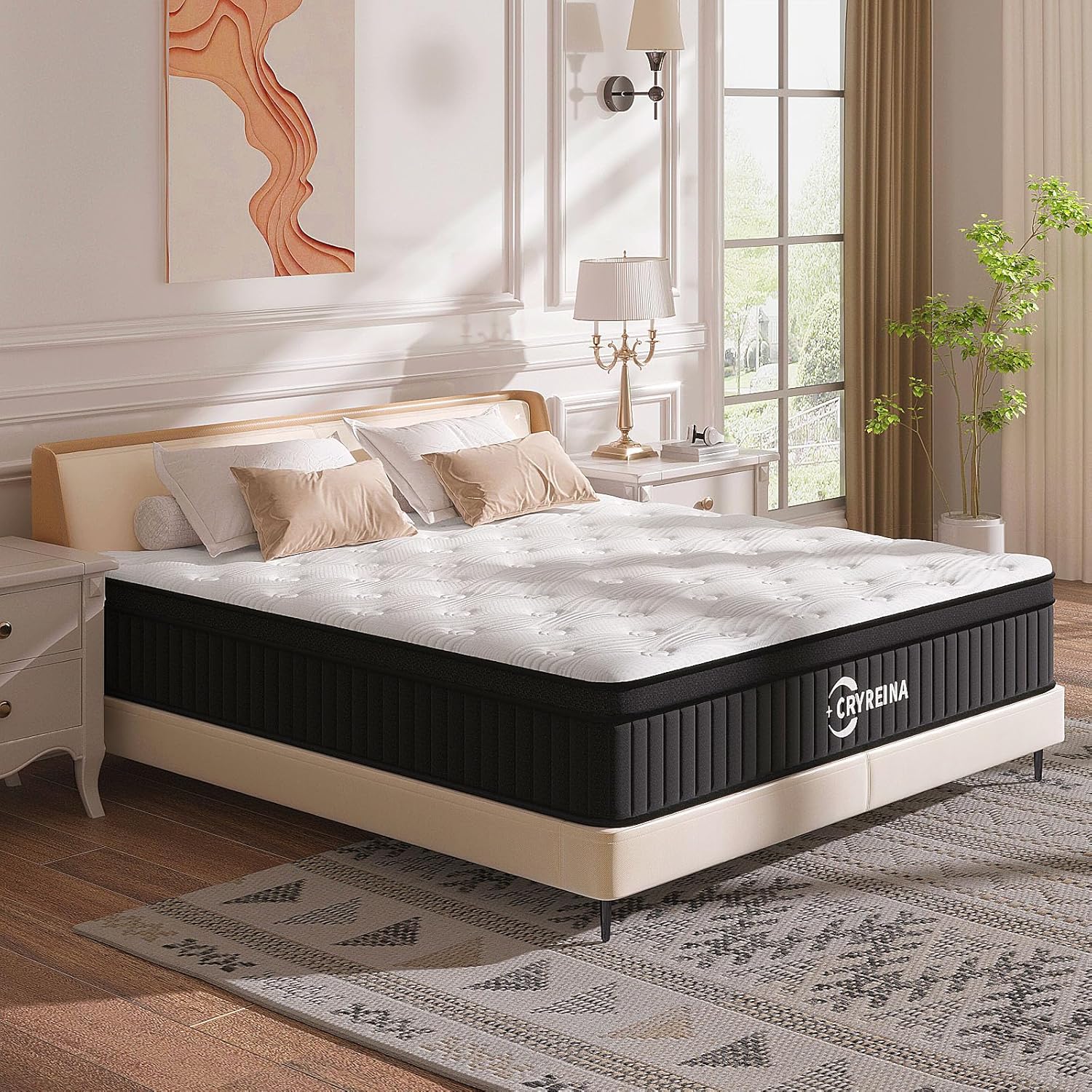 Queen Mattress, 12 Inch Queen Hybrid Mattress in a Box, Upgrade Individually Pocket Springs, Medium Firm, Pressure Relief, Breathable Comfort and Durable, CertiPUR-US Certified wourant
