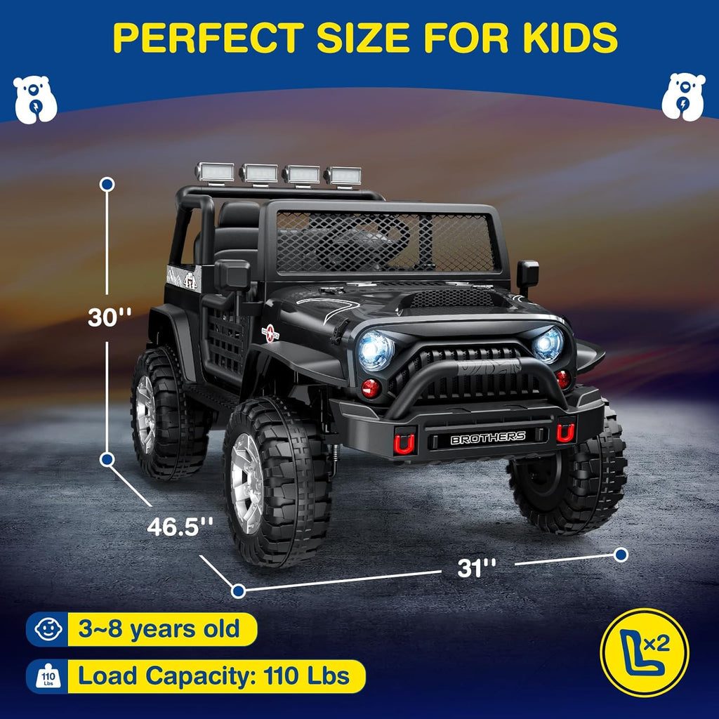L8 Ride On Car, 2 Seater, 12V Kids Electric Car w/Remote Control, 4-Wheel Suspension, Bluetooth Speaker, Multi Music Modes, 3 Speeds, LED Lights, Xmas & Birthday Gift Ideas for Kids Ages 3+ wourant