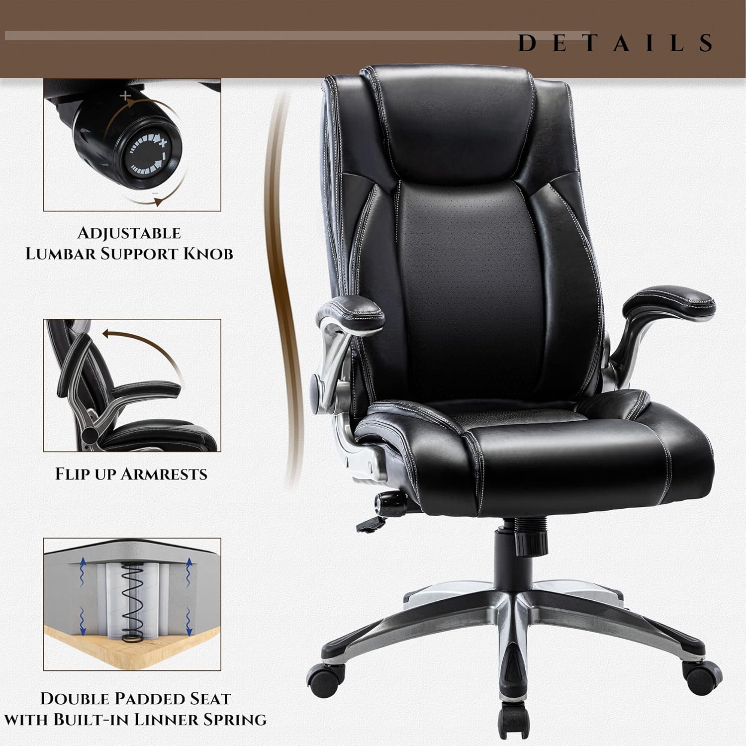 Executive Office Chair Computer Desk Chair Swivel Home Office Chair Upgraded Casters wourant
