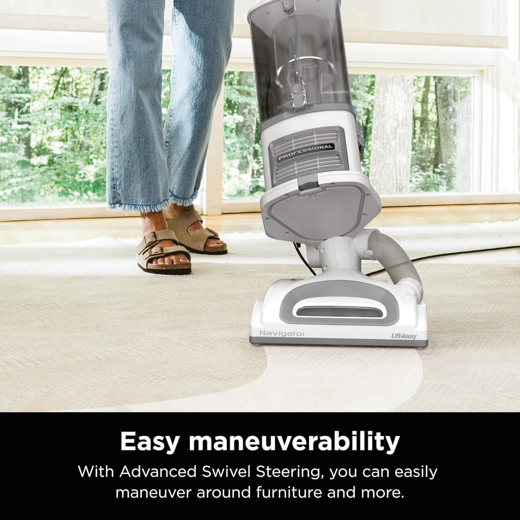 Upright Vacuum Navigator Lift-Away Deluxe with Large Dust Cup Capacity HEPA Filter Swivel Steering Upholstery Tool & Crevice Tool wourant