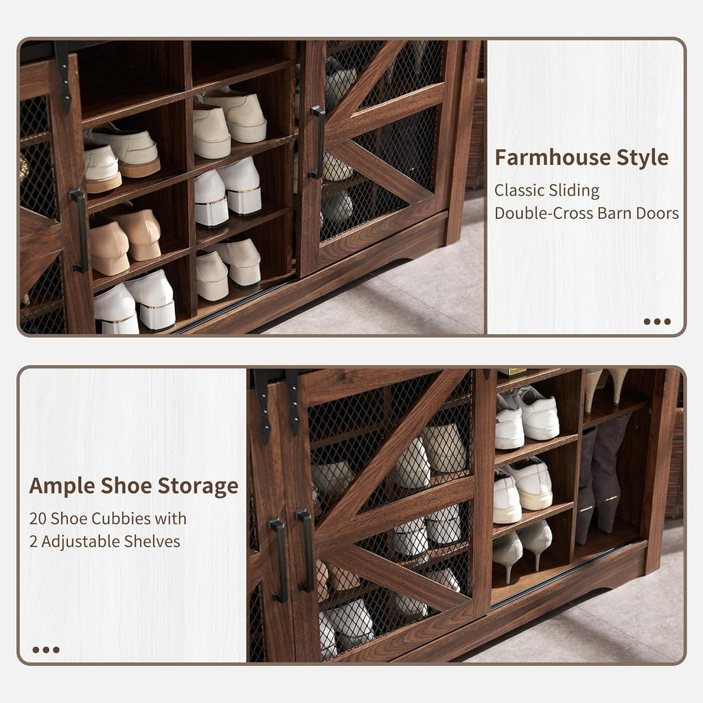 JXQTLINGMU 59-inch Farmhouse Foyer Tree with Shoe Storage, Entryway Bench Foyer Coat Rack Cabinet wourant