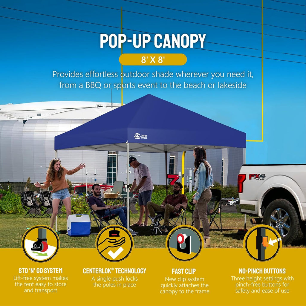 10x10 Pop-Up Awning - One-Click Installation Beach Tent - Outdoor Sunshade Silver Coated Top, 3 Heights and 4 Sand Pockets wourant