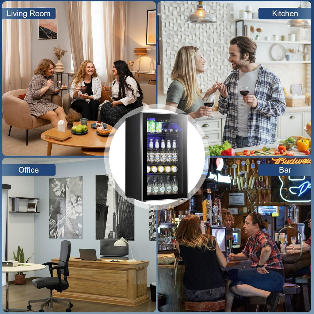 Antarctic Star Beverage Refrigerator Cooler 68 Can, Mini Fridge with Glass Door for Beer Drinks Wine,Freestanding Small Fridge with Electronic Temperature Control for Home and Bar,1.7 cu.ft wourant
