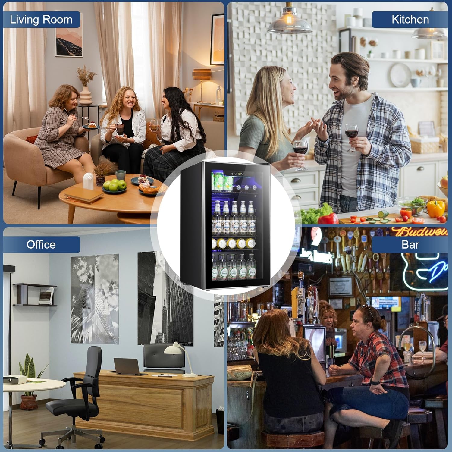Antarctic Star Beverage Refrigerator Cooler 68 Can, Mini Fridge with Glass Door for Beer Drinks Wine,Freestanding Small Fridge with Electronic Temperature Control for Home and Bar,1.7 cu.ft wourant