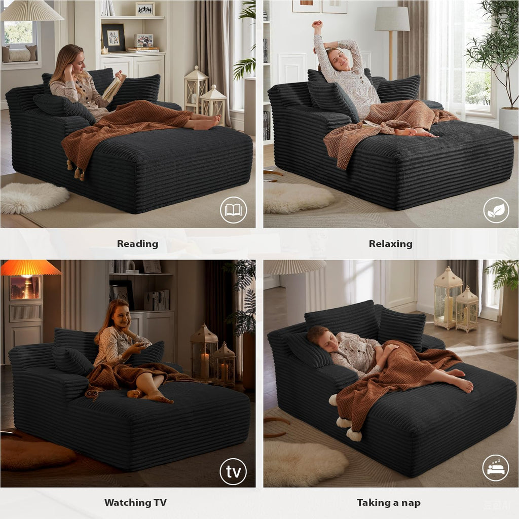 50-inch indoor recliner, oversized corduroy upholstered boneless sofa bed, deep sleeper sofa reading chair, cloud sofa, living room sofa wourant