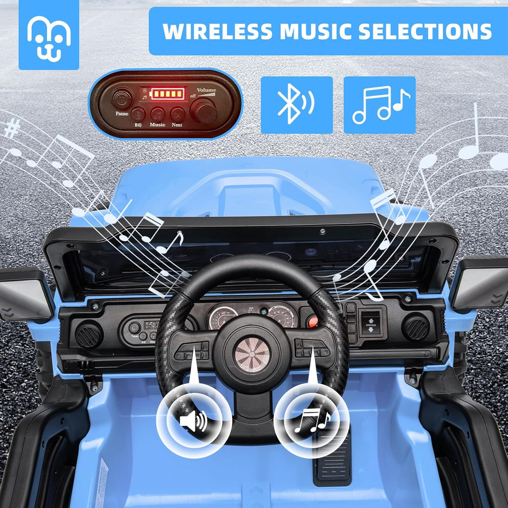 12V Kids Electric Ride on Truck Car Remote Control, Twin 35W Motors 3.5MPH Max Speed, Bluetooth USB Music Player, 4 Wheels Suspension LED Lights Safety Belt, Gift for Boy & Girl-Rosy wourant