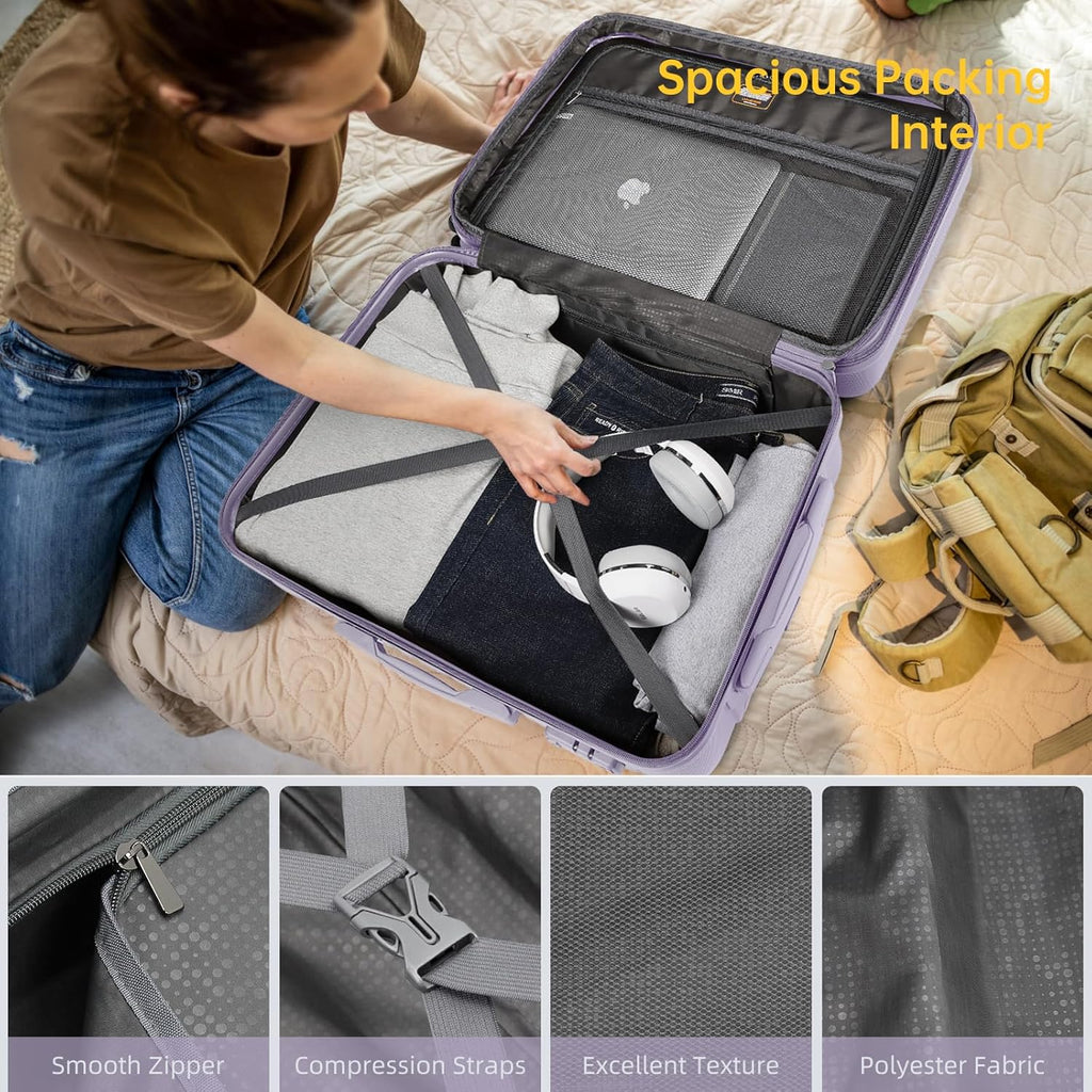 6-piece luggage set, expandable hardshell suitcase set with spinner wheels, lightweight rolling luggage set wourant