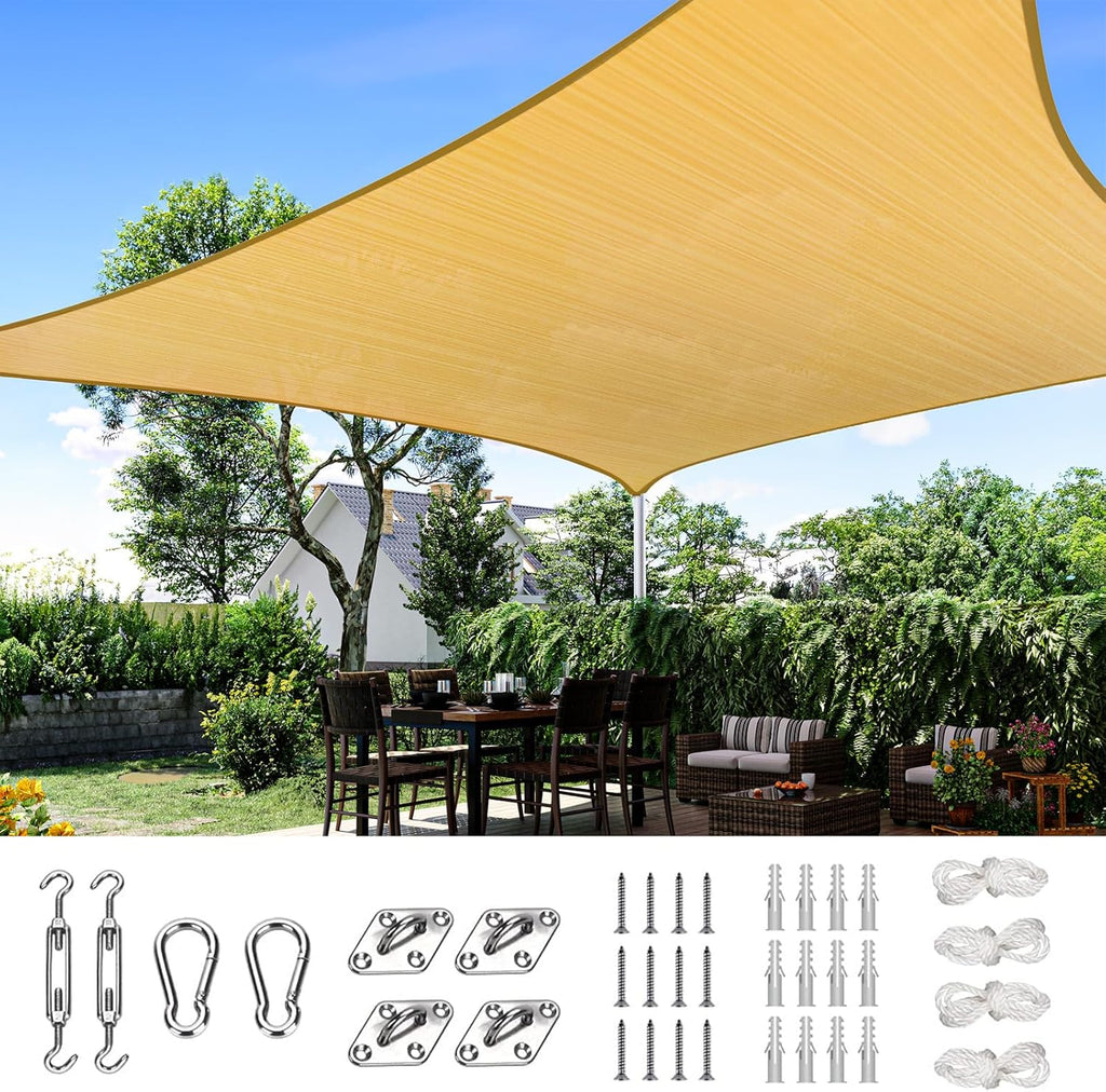 Quictent Sun Shade Sail for Patio, 185GSM Heavy Duty Rectangular Outdoor Sunshades UV Block Outside Canopy Cover for Backyard White and Grey Multi 20x26ft woonhhop