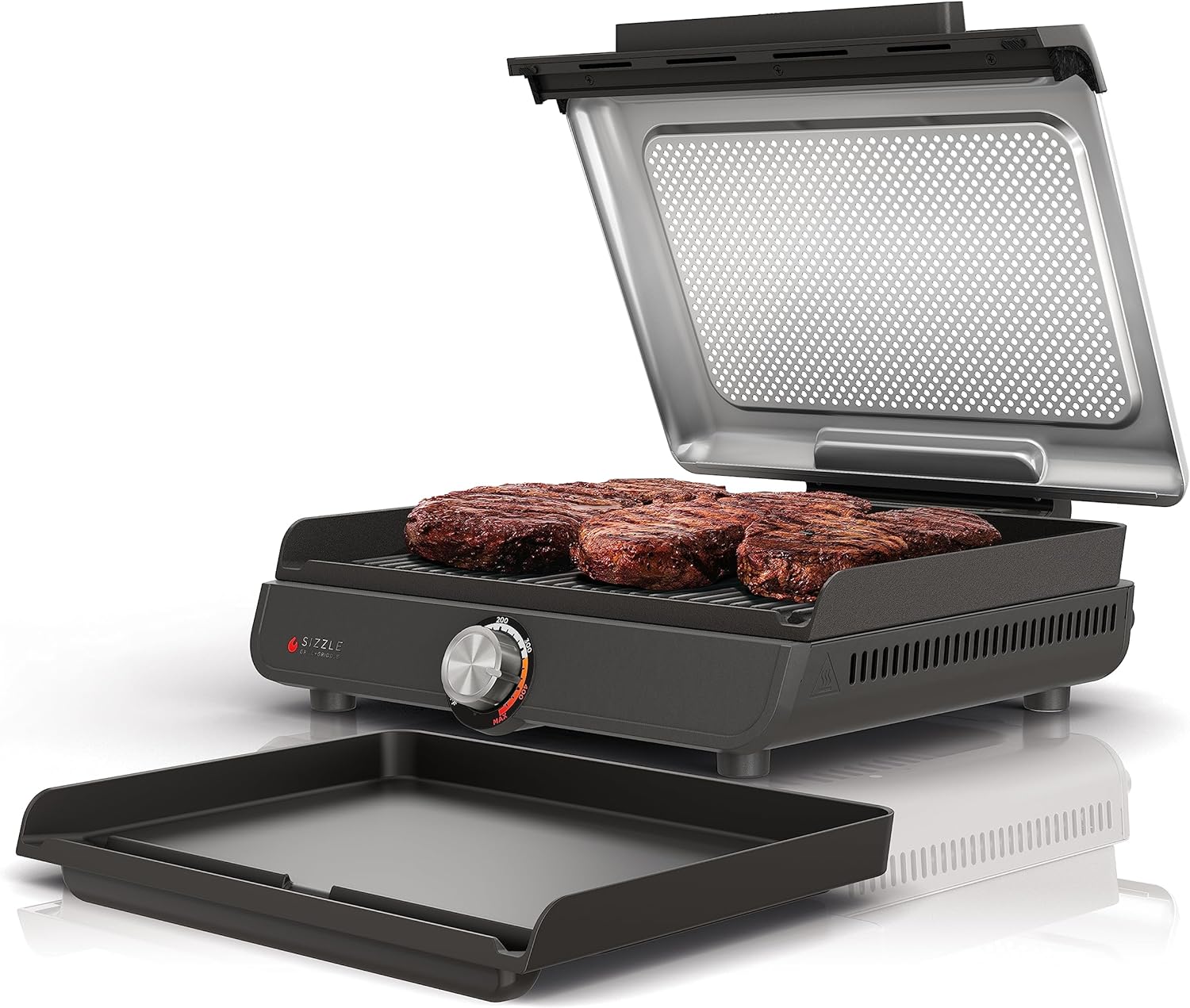 Ninja Griddle and Indoor Grill, 14’? Electric Grill, For Steak, Burgers, Salmon, Veggies, and More, Pancake Griddle, Nonstick, Dishwasher Safe, 500F, Even Cooking, Silver, GR101 woonhhop