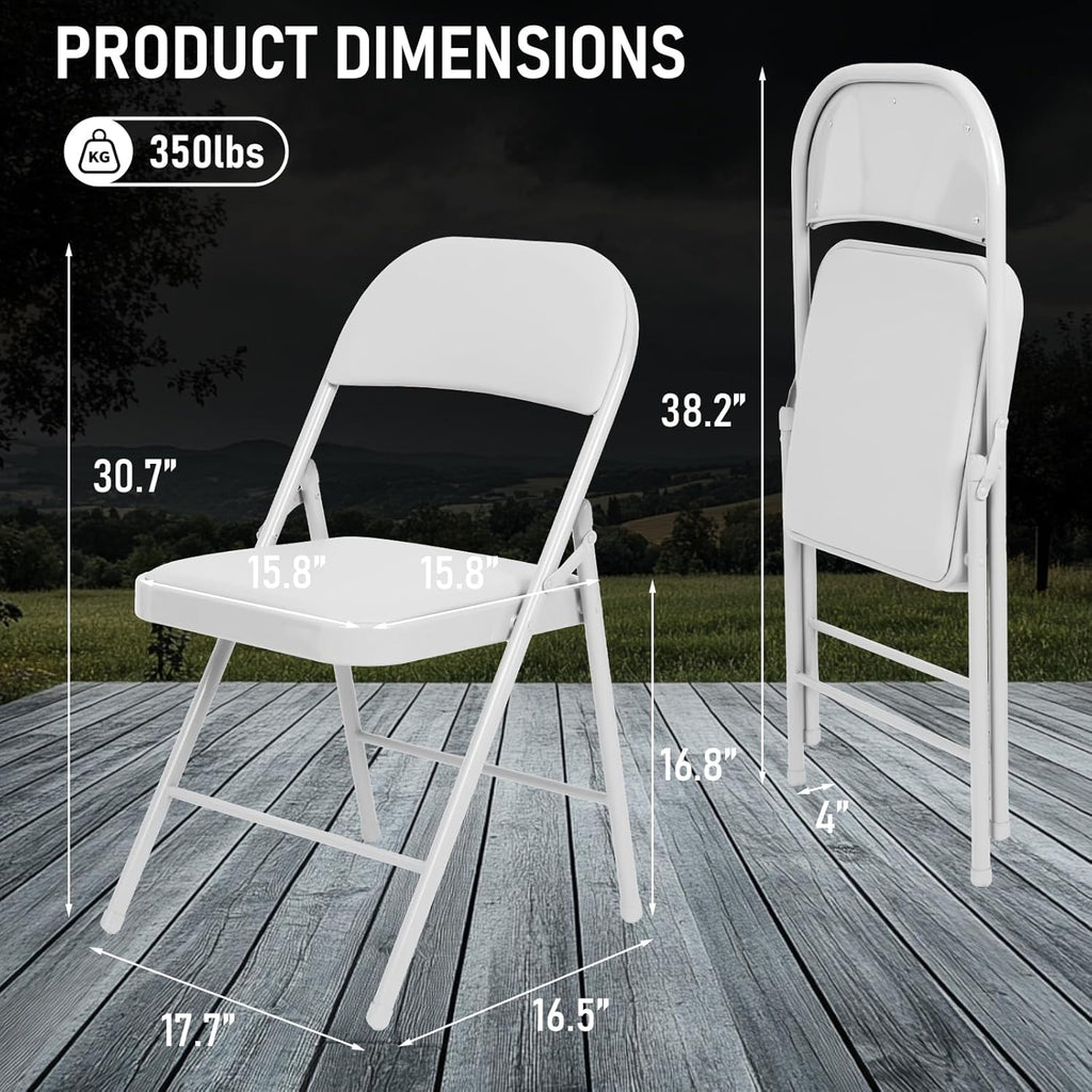 6 Pack Black Folding Chairs with Leather Chairs for Indoor and Outdoor Events Office Wedding Party Upholstered Chairs wourant