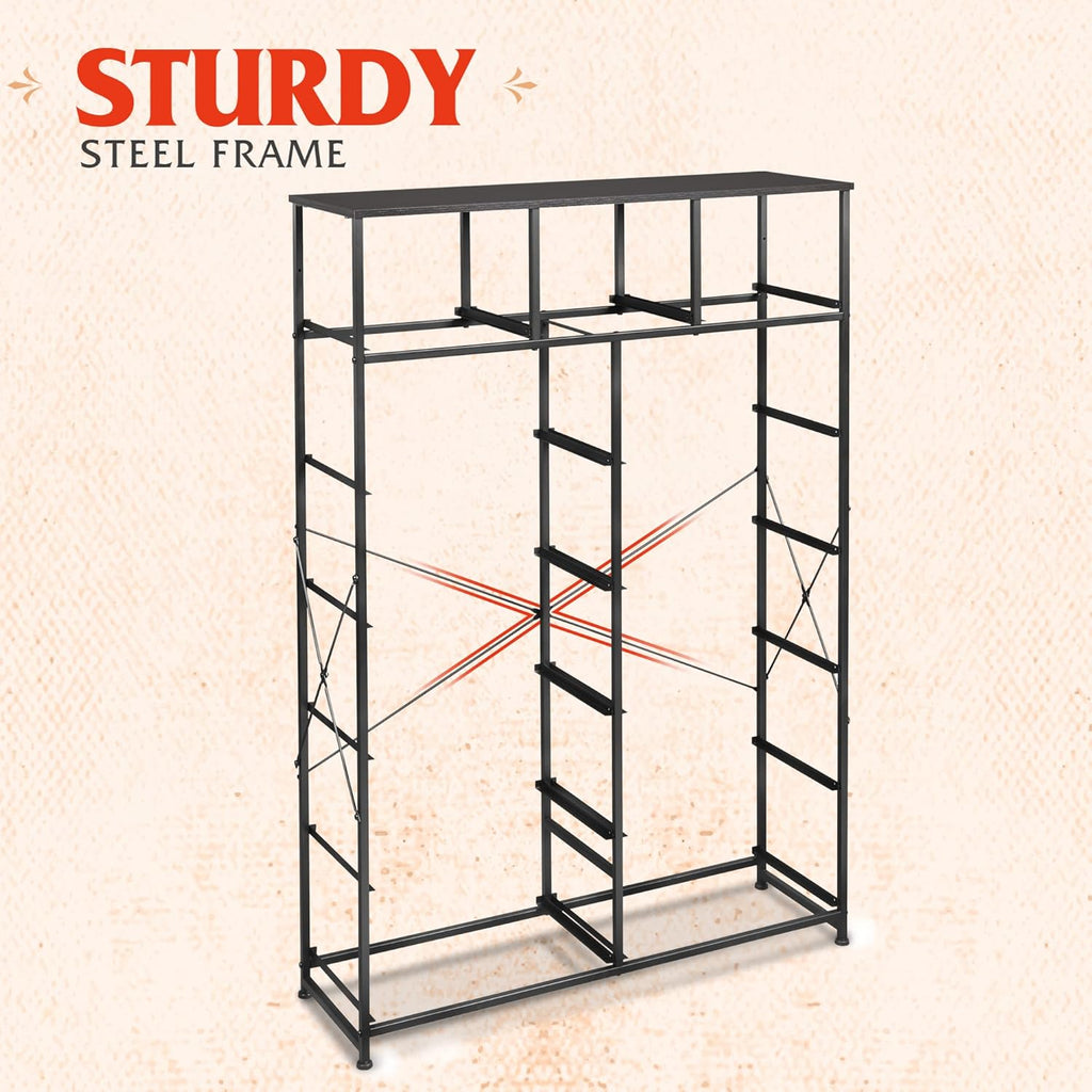 WLIVE Storage Organizer Unit with 13 Fabric Bins, Storage Drawers Organizer with Steel Frame, Tall Storage Tower Organizaton for Living Room, Hallway, Office, Charcoal Black wourant