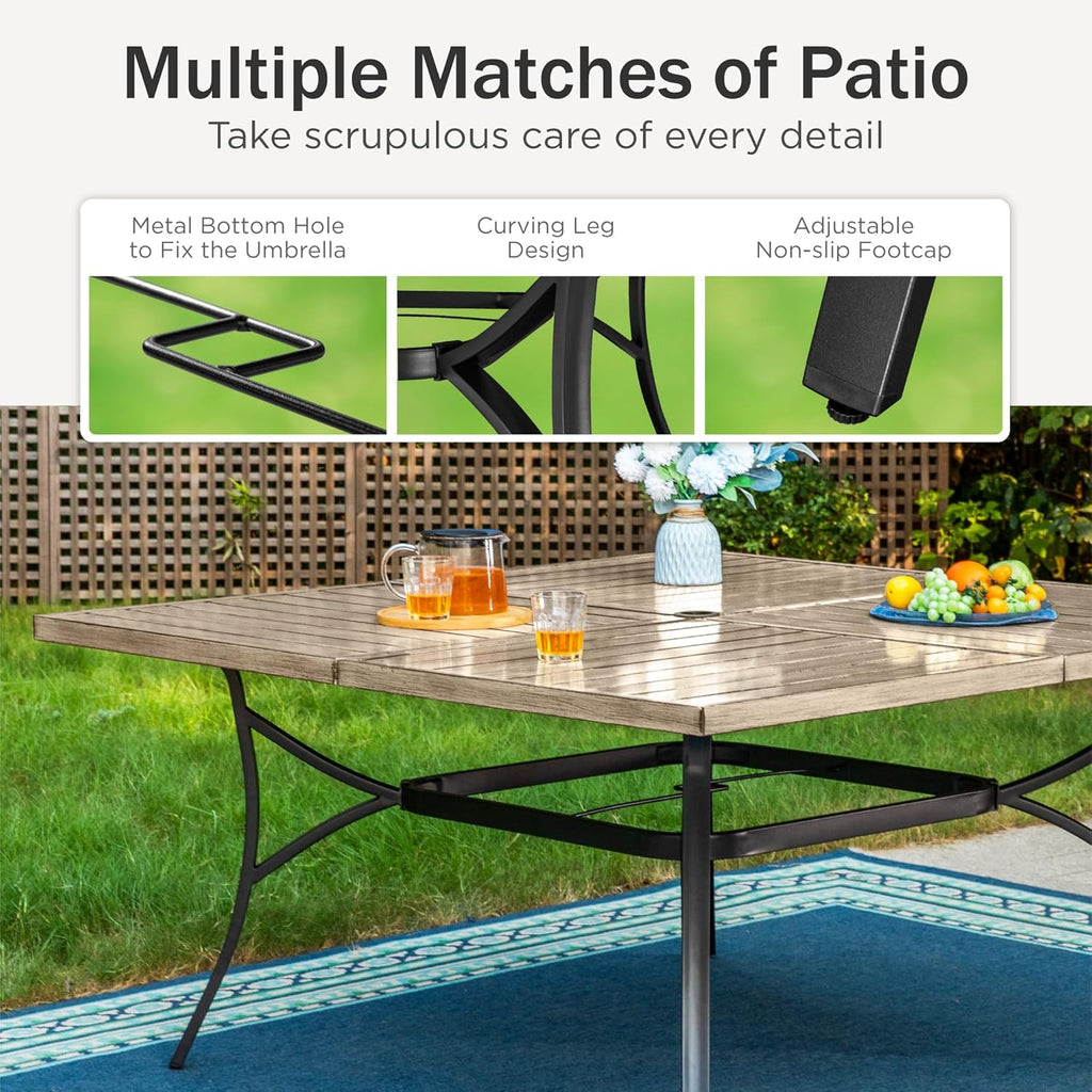 PHI VILLA 6-Piece Outdoor Dining Sets, All-Weather Patio Table and Chairs Set with Umbrella for 4, Heavy Duty Patio Round Table Set for Deck, 4 Extra Large Outdoor Swivel Chairs with Thick Cushions wourant