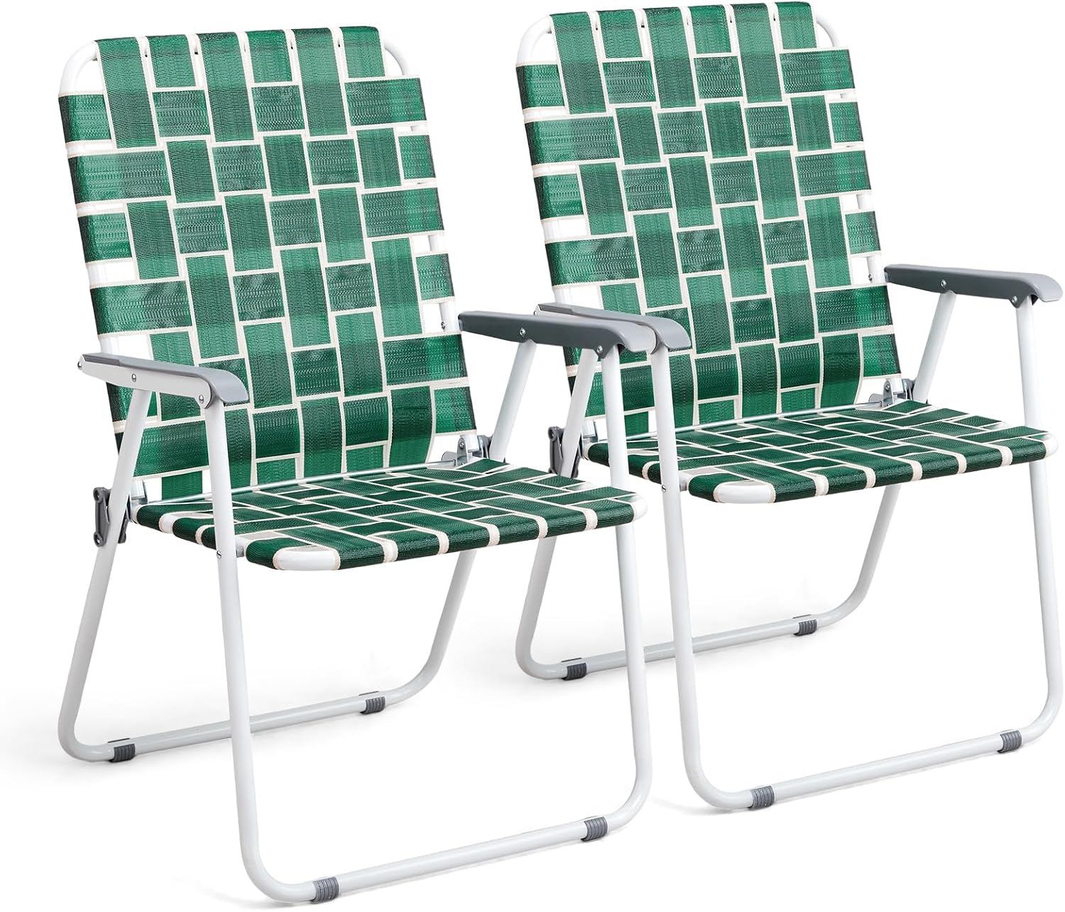 VINGLI Patio Lawn Webbed Folding Chairs Set of 2, Outdoor Beach Portable Lawn Chair Camping Chair Beach Chair wourant