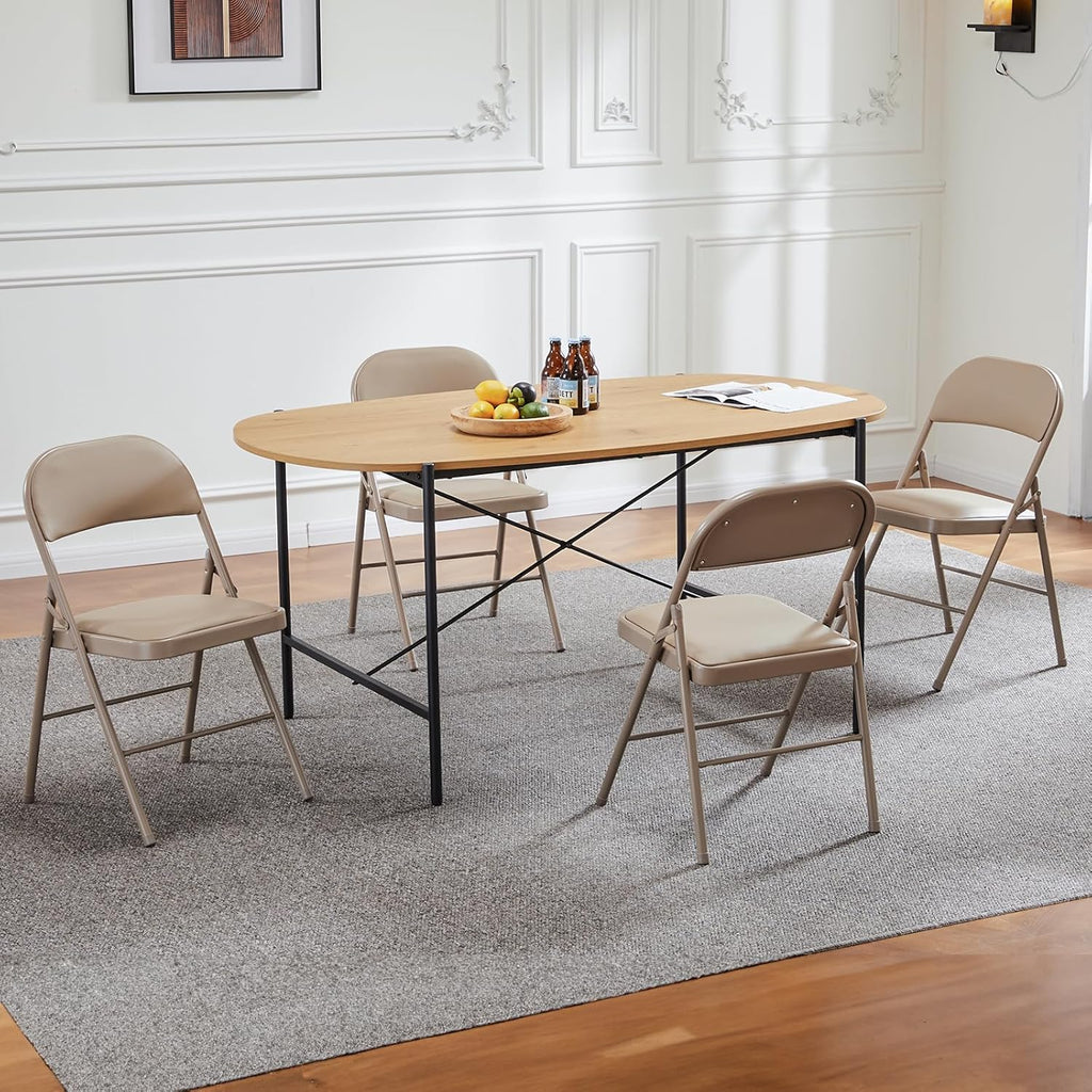 Sweetcrispy Folding Chair 12 Pack, Leather Padded Folding Chairs, Sturdy Metal Foldable Chairs wourant