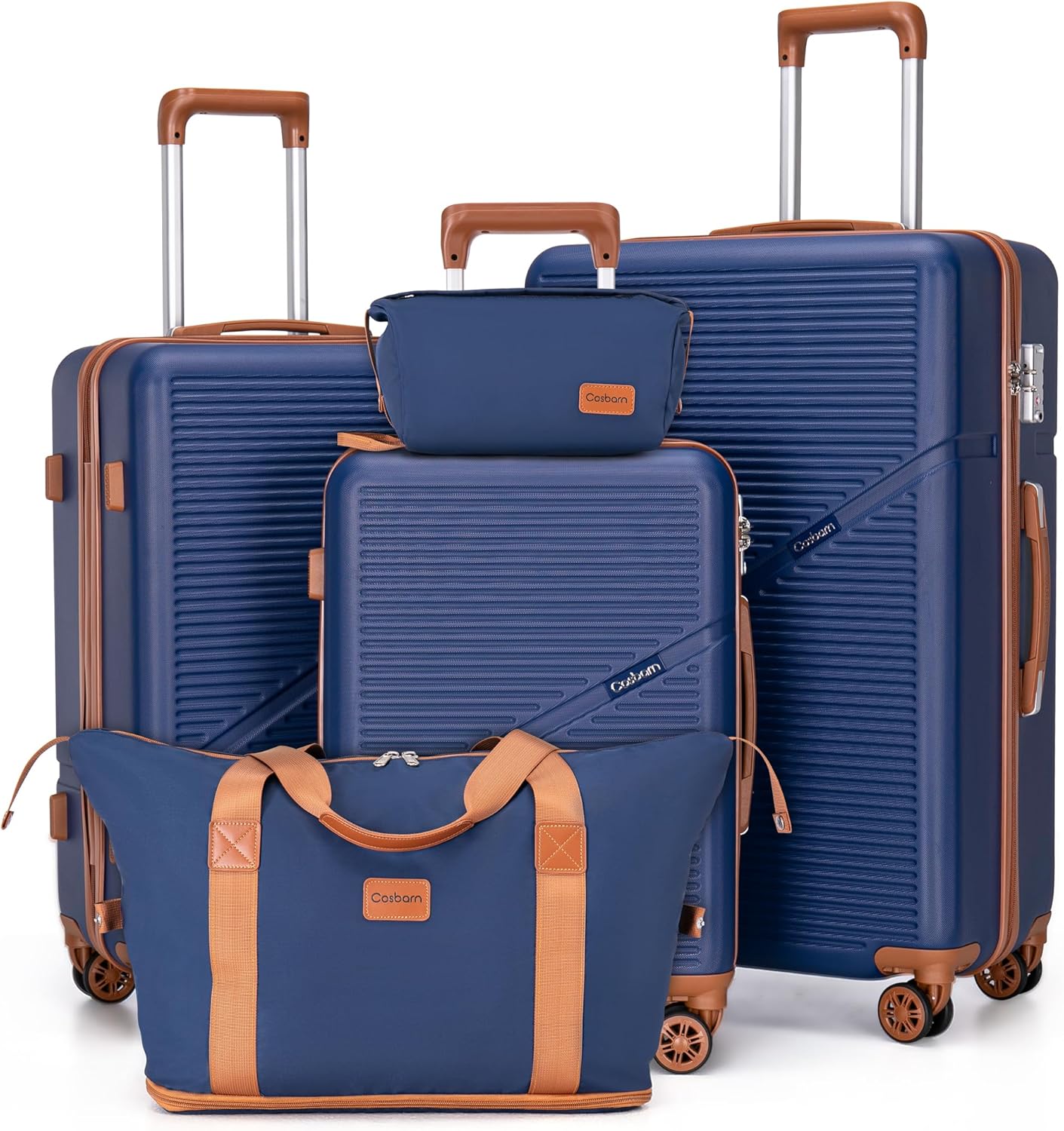 5-Piece Luggage Set with Spinner Wheels, Hard-Shell ABS Luggage Set with Tsa Lock, Lightweight Hard-Shell Waterproof Travel Case, Unisex, Gray wourant