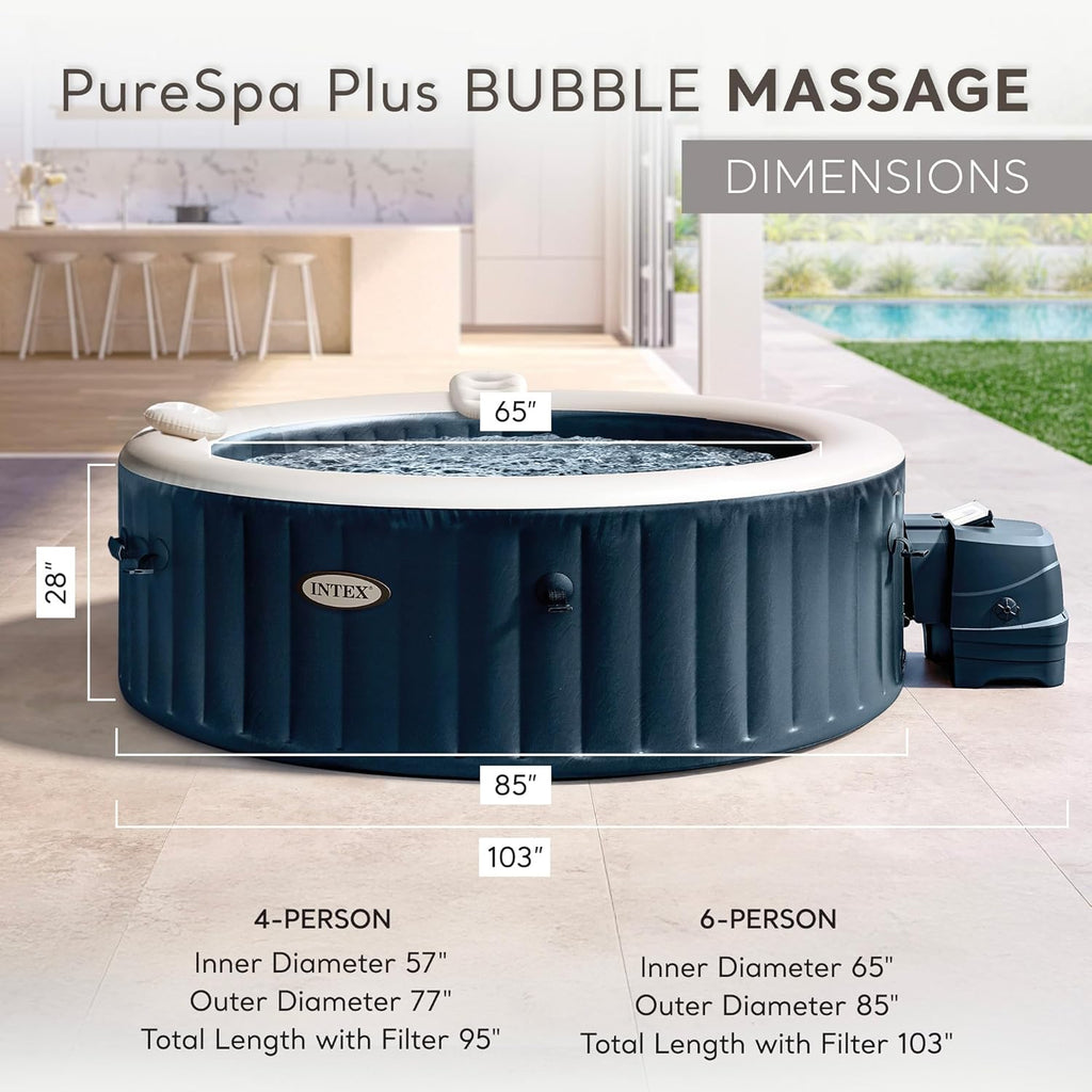 INTEX 28431EP PureSpa Plus Bubble Massage Inflatable Spa Set Includes Energy Efficient Spa Cover wourant