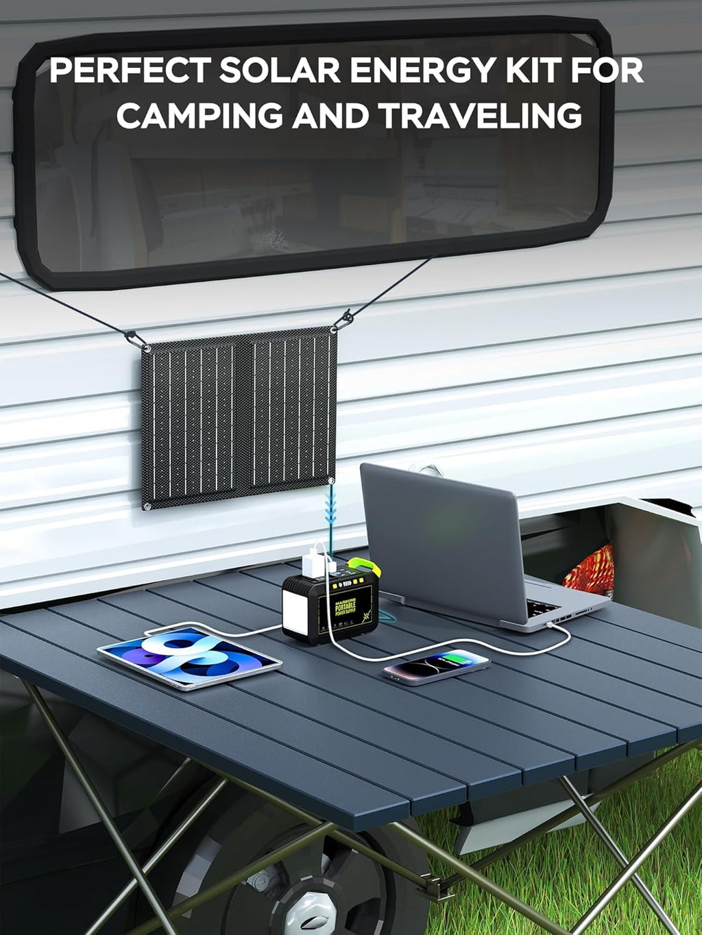 Portable Power Station 88Wh Camping Lithium Battery Solar Generator Fast Charging with AC Outlet 120W Peak Power Bank wourant