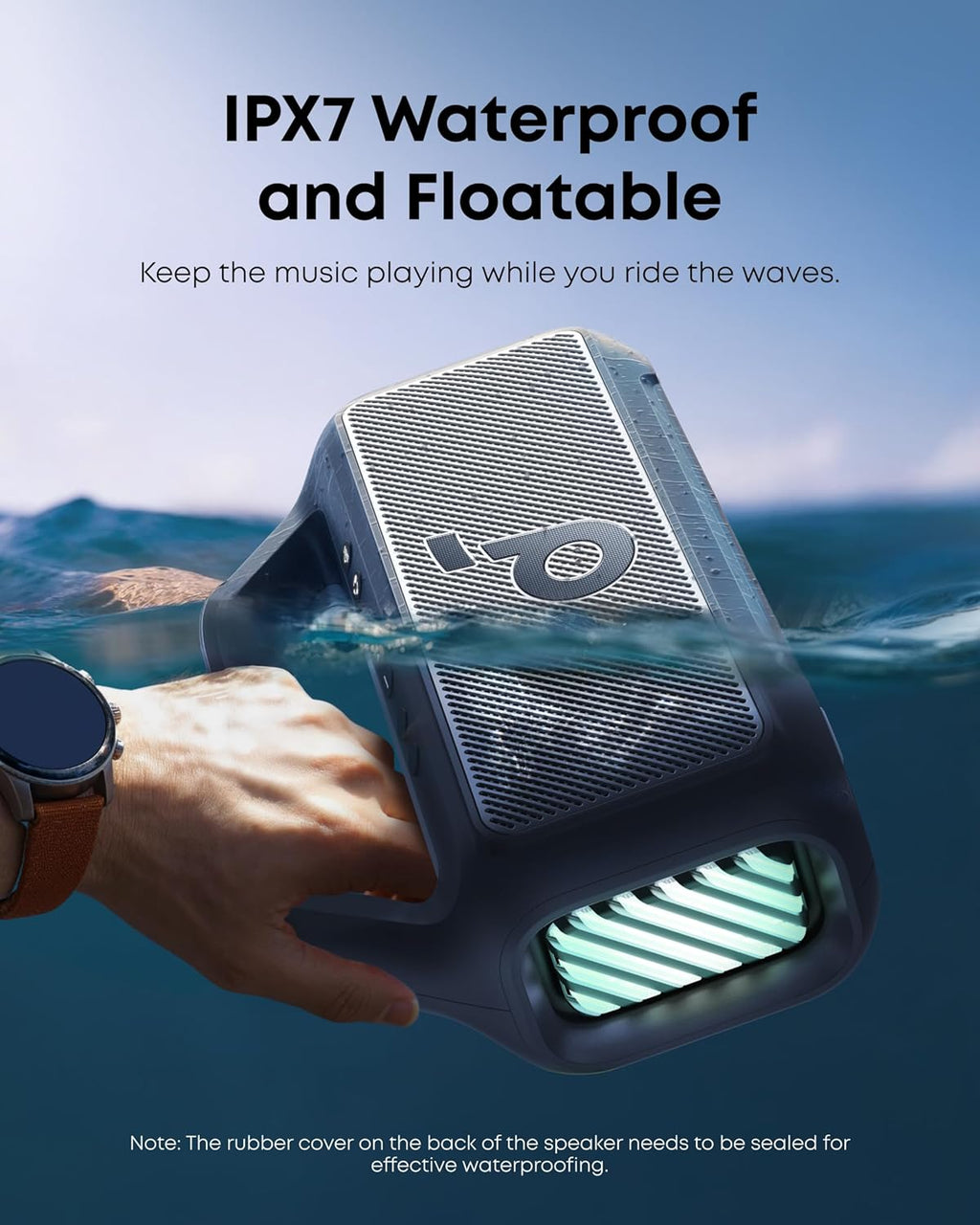Outdoor Speaker, 80W, Subwoofer, BassUp 2.0, 24H Playtime, IPX7 Waterproof, Floatable, RGB Lights, USB-C, Custom EQ, Bluetooth 5.3, Portable for Camping, Beach, and Backyard wourant