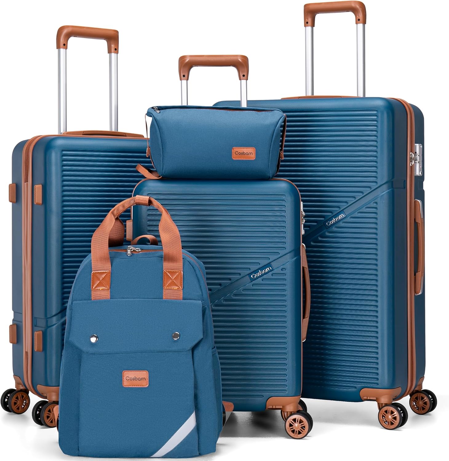 5-Piece Luggage Set with Spinner Wheels, Hard-Shell ABS Luggage Set with Tsa Lock, Lightweight Hard-Shell Waterproof Travel Case, Unisex, Gray wourant