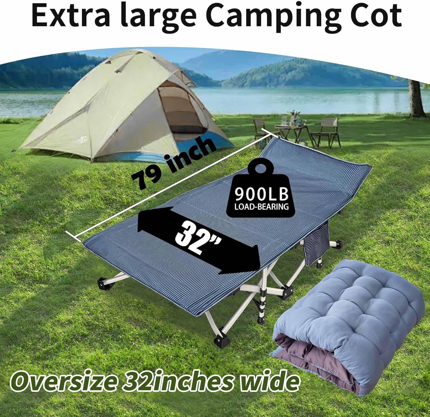 2 Pack Camping Cot with Mattress Comfortable Sleeping Cot Camping Cots for Adults 2 Person Folding Cot Heavy Duty Cots for Sleeping with Carry Bag Outdoor Indoor Home Vacation wourant