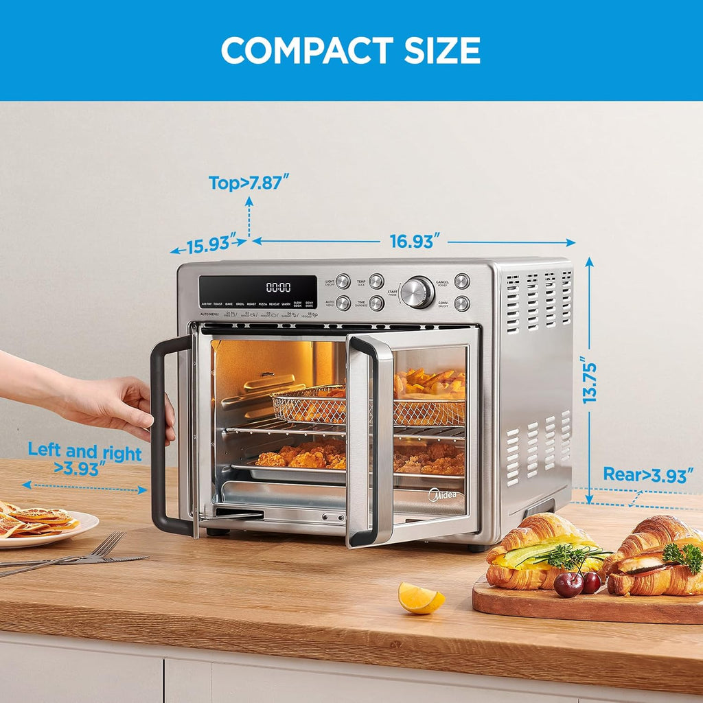 Midea Flexify French Door Toaster Oven Air Fryer Combo, 26.4 QT, Extra Large Air Fryer Countertop wourant
