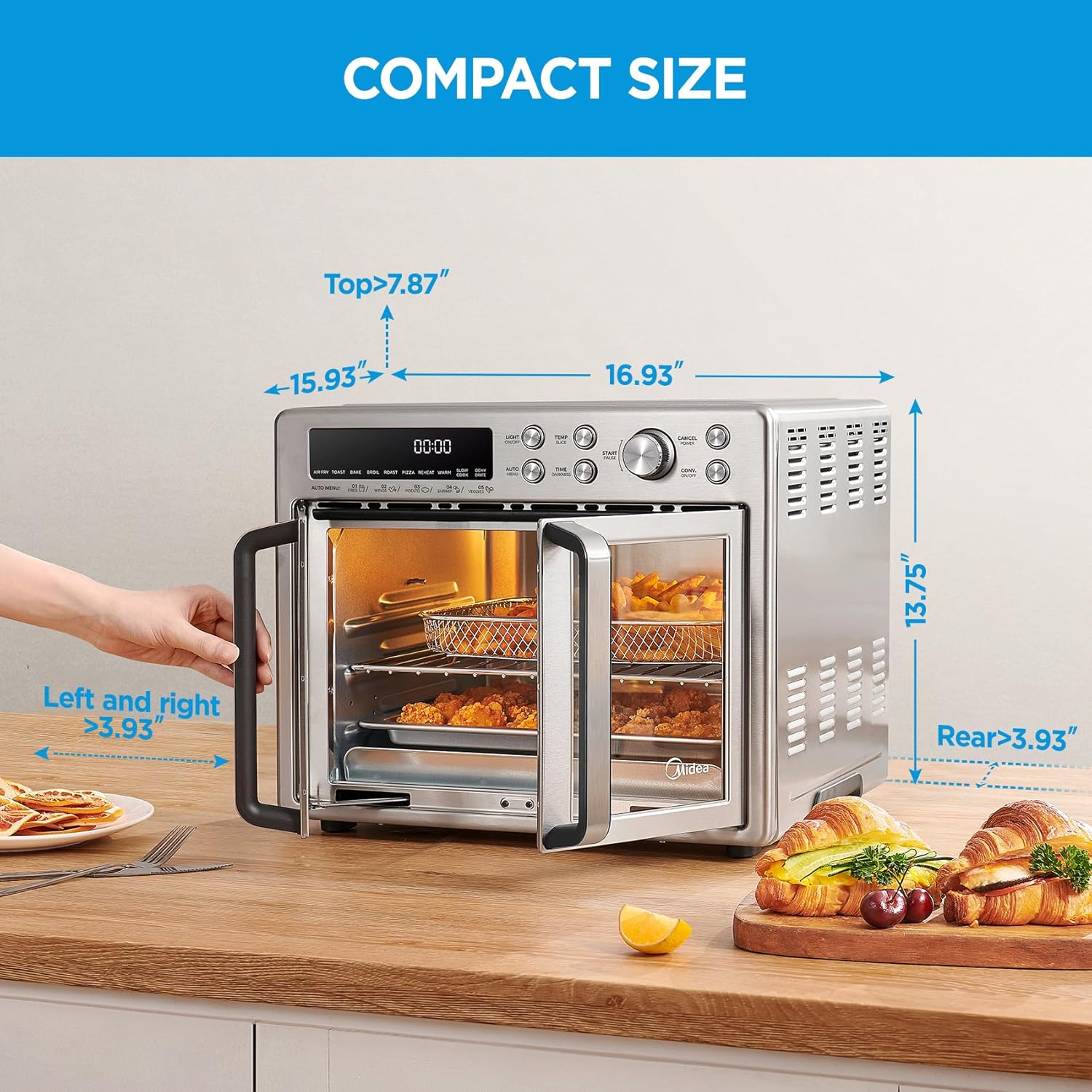 Midea Flexify French Door Toaster Oven Air Fryer Combo, 26.4 QT, Extra Large Air Fryer Countertop wourant