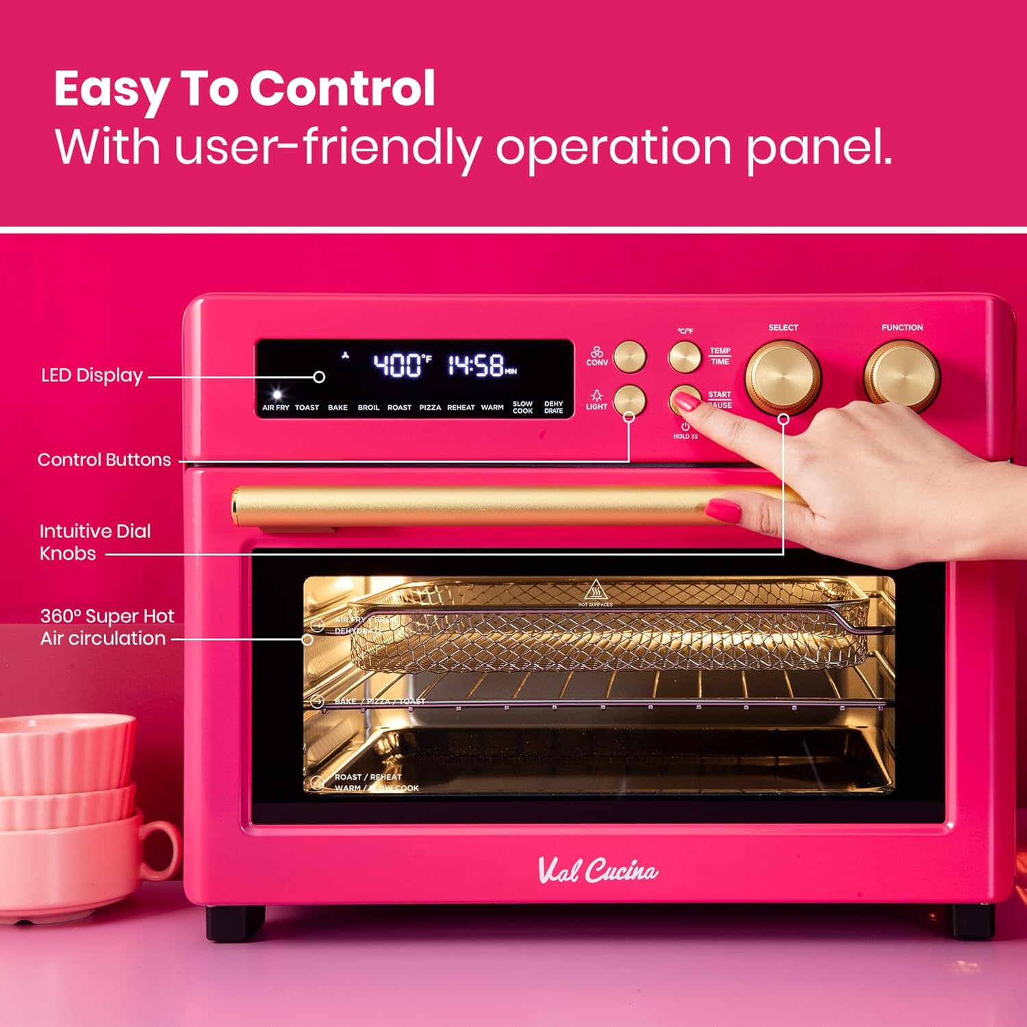 Infrared Heating Air Fryer Toaster Oven, Extra Large Countertop Convection Oven 10-in-1 Combo, 6-Slice Toast, Enamel Baking Pan Easy Clean with Recipe Book, Black Matte Stainless Steel wourant