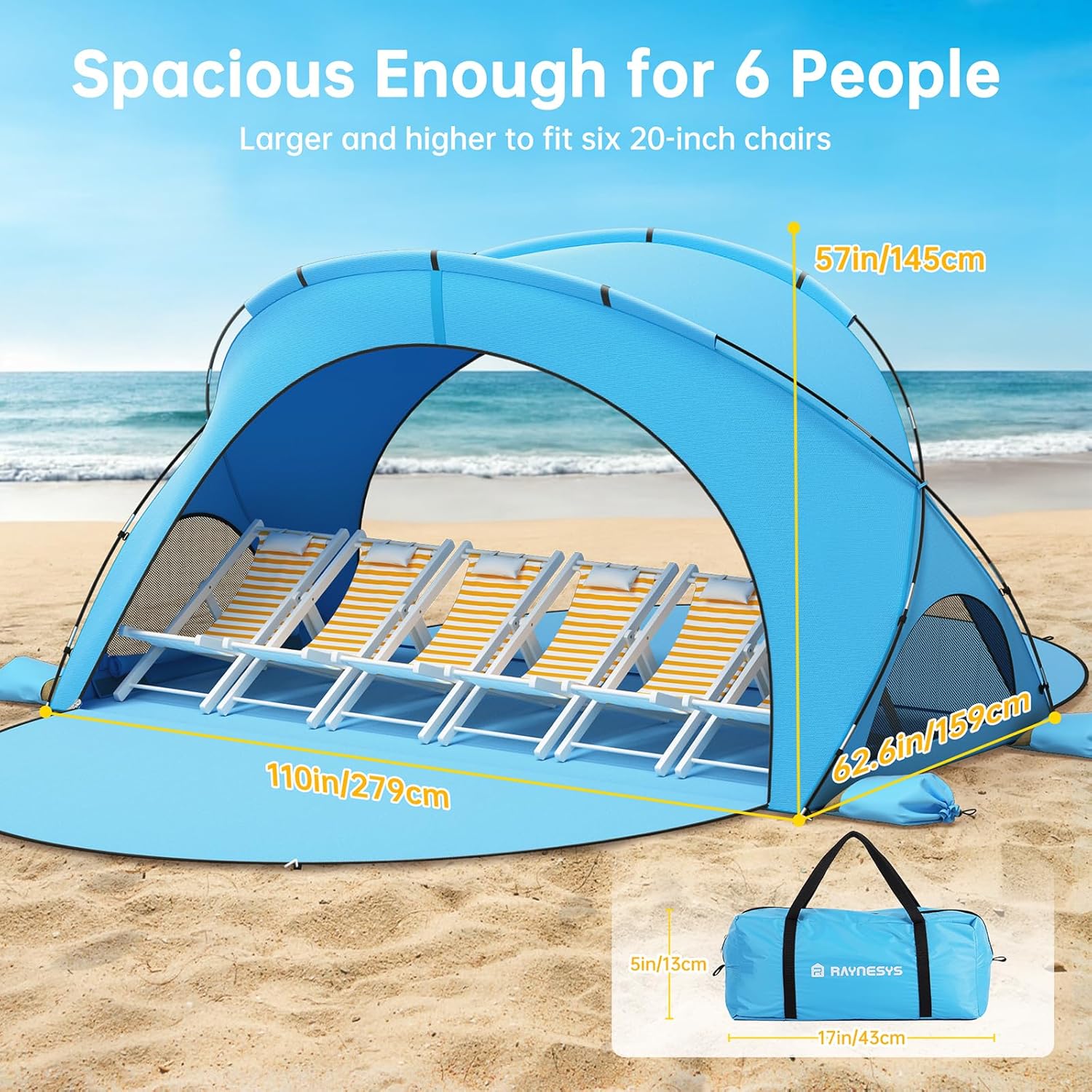 Beach Tent Sun Shelter, Beach Shade Tent with UPF50+ UV Protection, Beach Sun Shelter, Beach Shade with 2 Zippered Doors, Portable Beach Tent for Beach Camping Fishing wourant