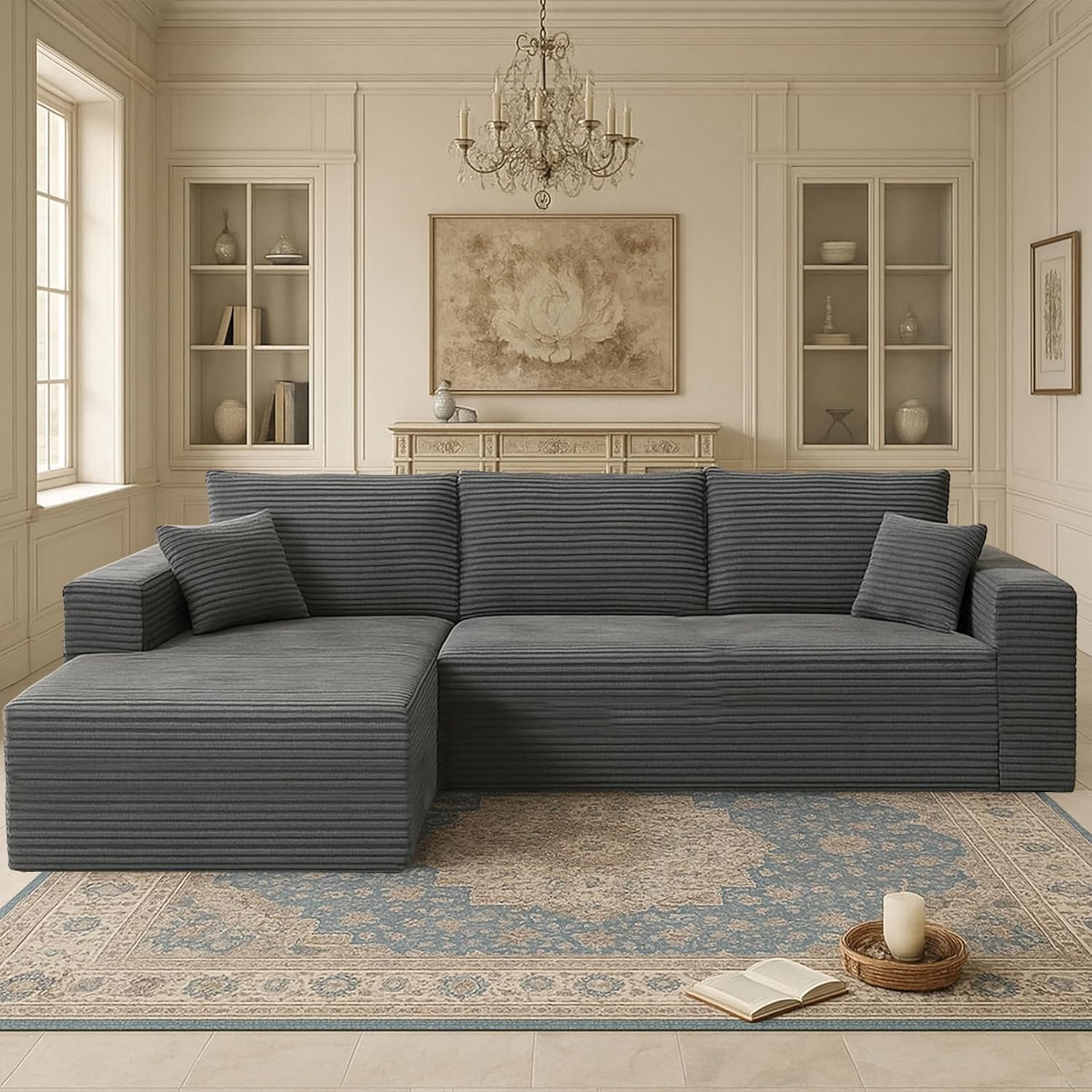 Cloud section sofa and L-shaped recliner modern modular sofa with deep seats wourant