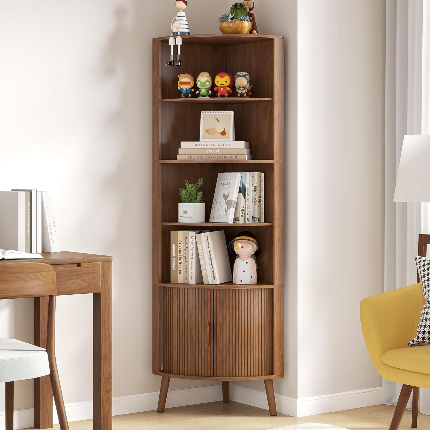 Corner Cabinet, 66.73'' Tall Modern Corner Bathroom Storage Cabinet wourant
