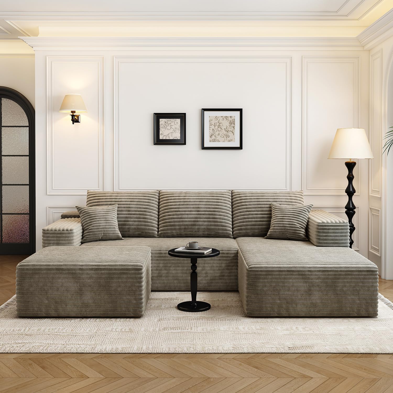 107.5 inch Cloud Modular Sectional Sofa with L-Shaped Chaise Lounge, Modern Minimalist Upholstered Sofa Deep Seating Corner Sofa wourant