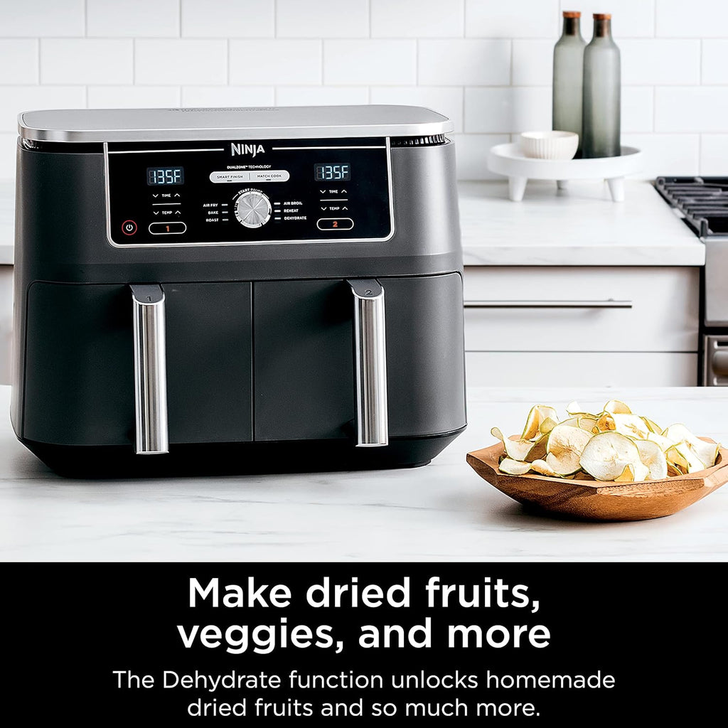 Ninja Foodi 10QT 6-in-1 DualZone Smart XL Air Fryer, 2 Independent 5QT Baskets, Smart Cook Thermometer, Match Cook, Smart Finish, Air Fry, Roast, Bake, Dehydrate, Reheat, Grey, DZ550 wourant