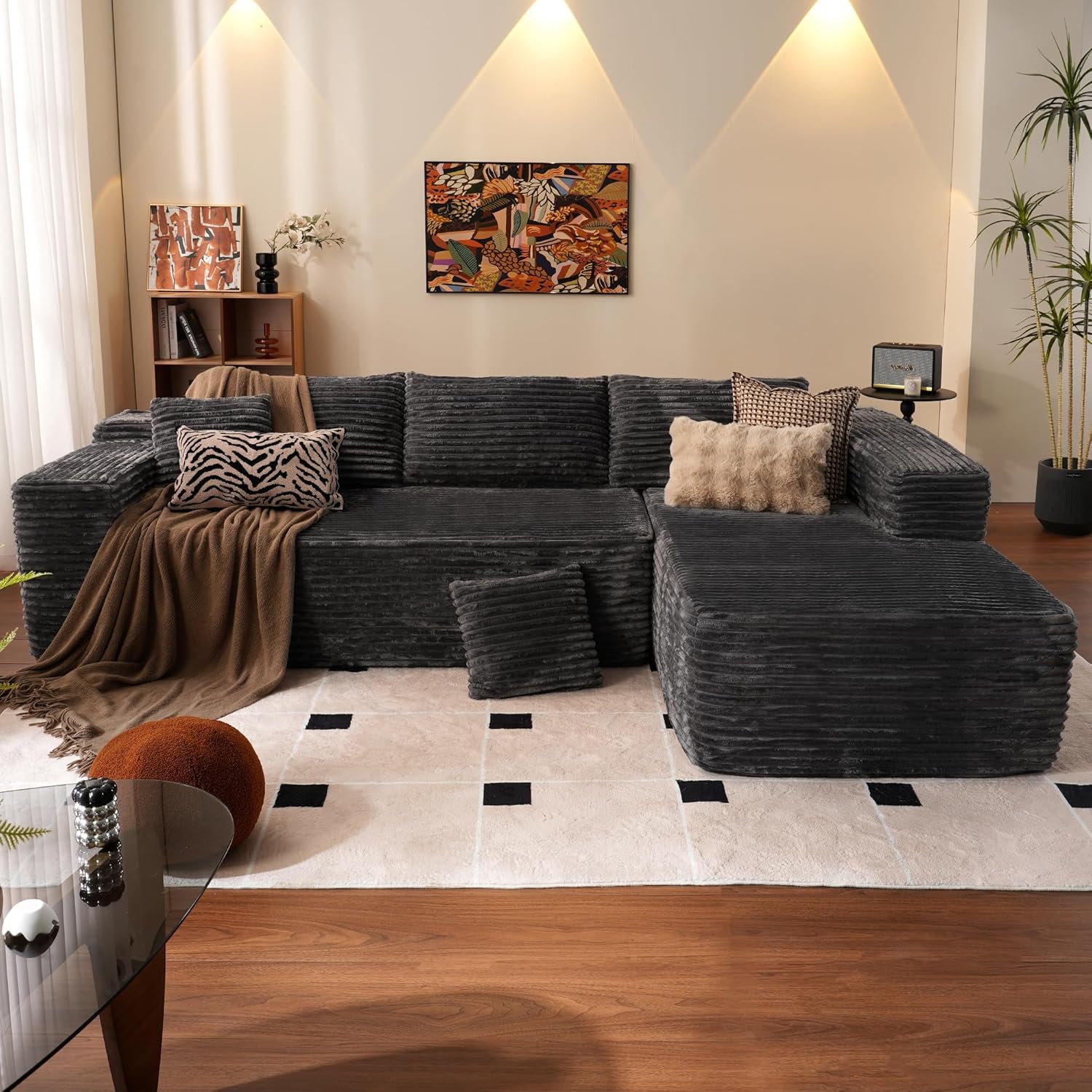 Ovios 104" Cloud Section Sofa L-shaped lounge chair, modern modular sofa wourant