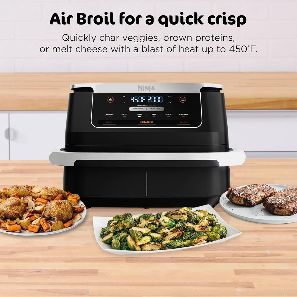 Ninja Foodi 10QT 6-in-1 DualZone Smart XL Air Fryer, 2 Independent 5QT Baskets, Smart Cook Thermometer, Match Cook, Smart Finish, Air Fry, Roast, Bake, Dehydrate, Reheat, Grey, DZ550 wourant