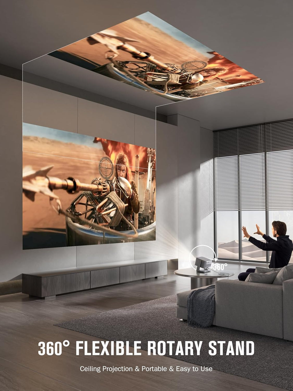 Smart 4K Projector with WiFi and Bluetooth, VISSPL 3D Dolby Audio and Auto Focus wourant
