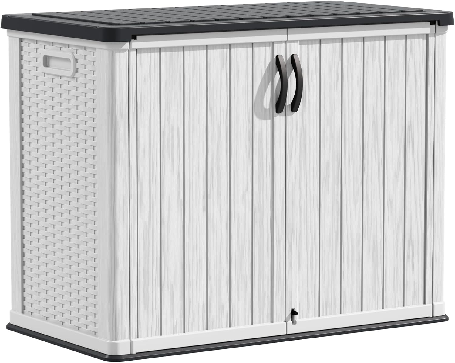 Devoko Outdoor Storage Cabinet 26 Cu Ft with Lockable Doors, Horizontal Storage Shed Waterproof Patio Tools Storage Box wourant